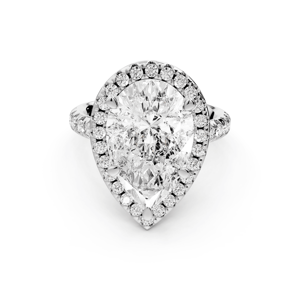 Eveline - 5ct platinum pear Halo Half Band Pavé Engagement Ring - Mr. Alex Jewelry