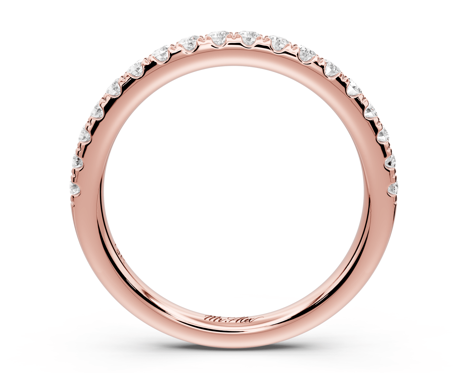 Flora - 14k rose gold Shared Prong Half - Eternity Wedding Band - Mr. Alex Jewelry