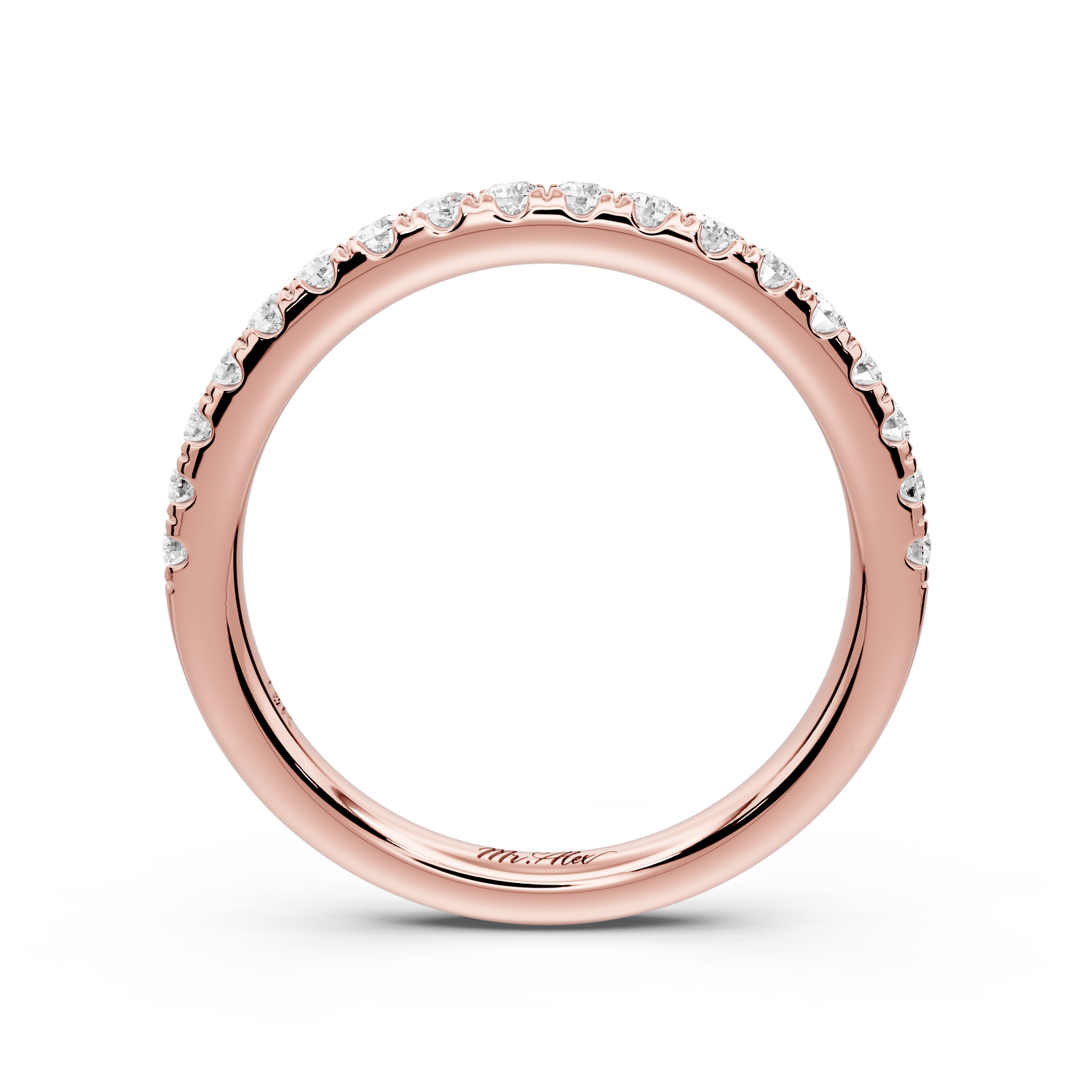 Flora - 14k rose gold Shared Prong Half - Eternity Wedding Band - Mr. Alex Jewelry