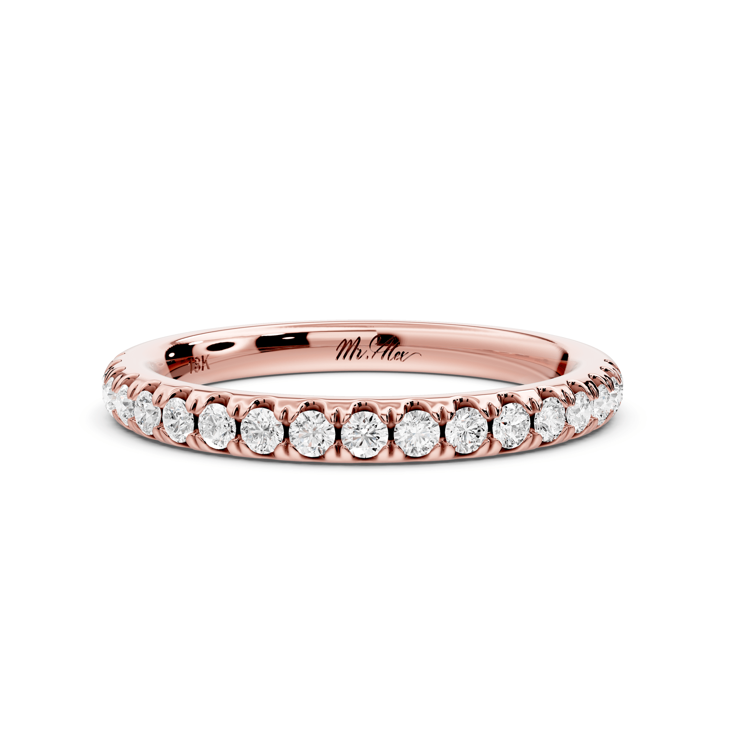 Flora - 14k rose gold Shared Prong Half - Eternity Wedding Band - Mr. Alex Jewelry