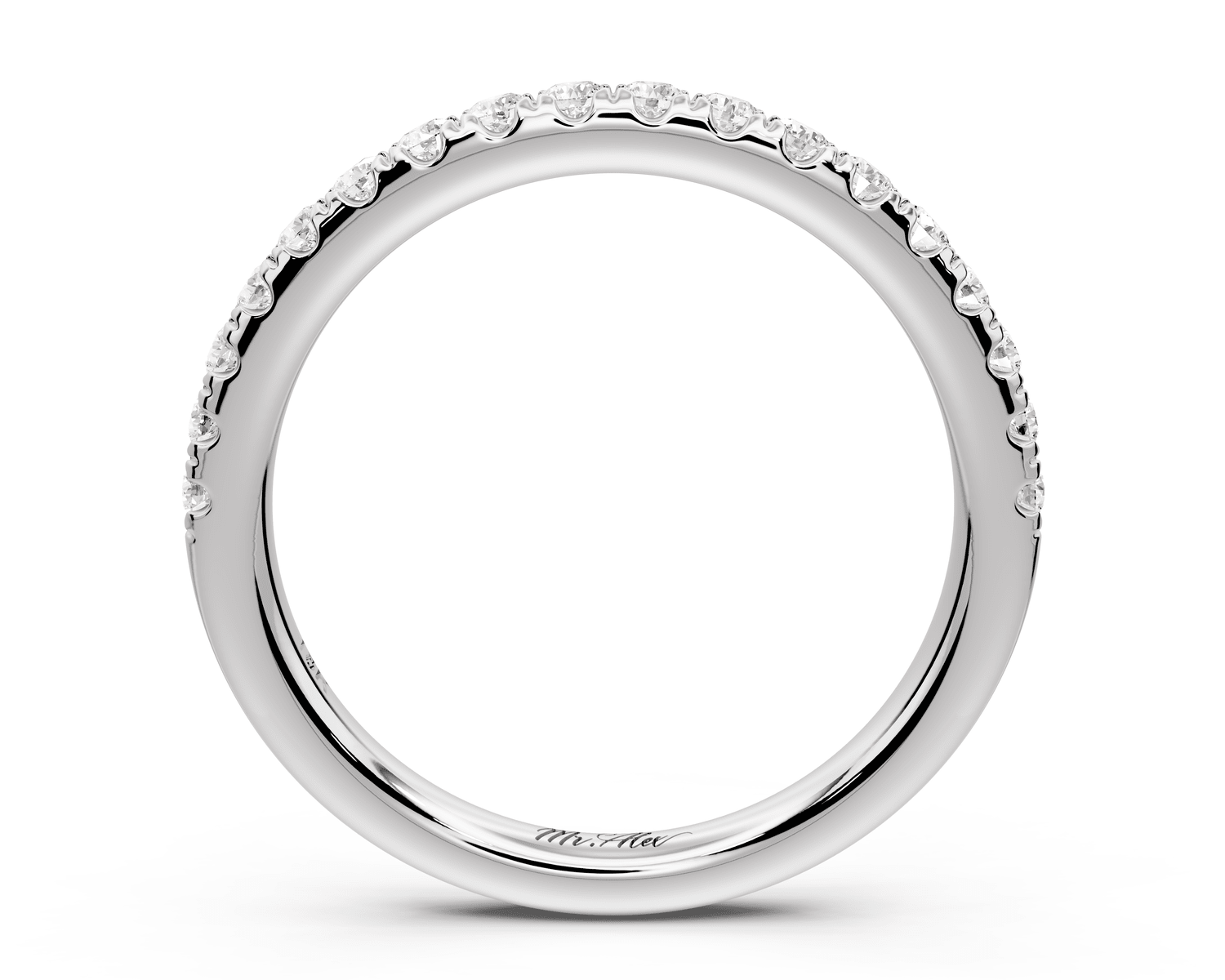 Flora - 14k white gold Shared Prong Half - Eternity Wedding Band - Mr. Alex Jewelry