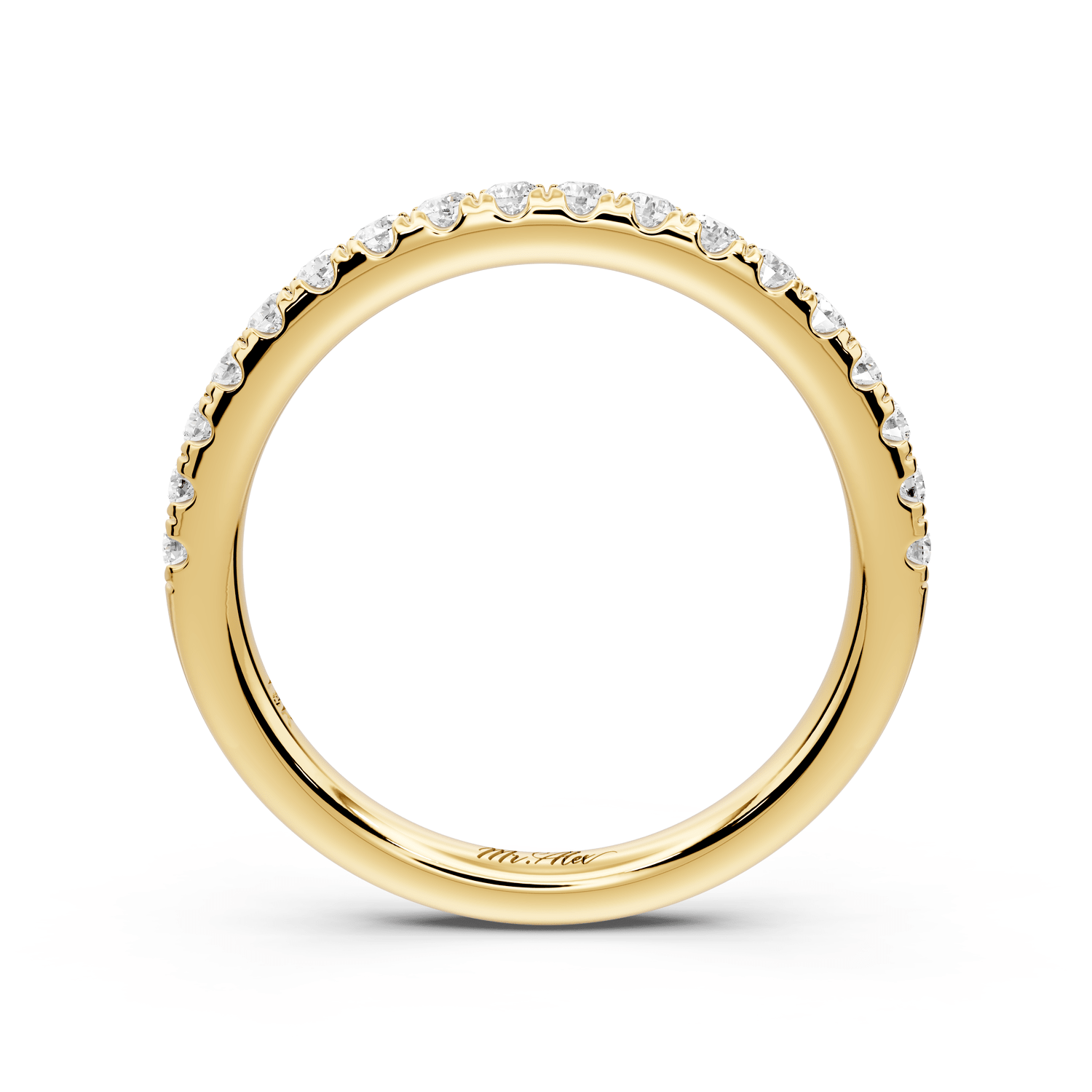 Flora - 14k yellow gold Shared Prong Half - Eternity Wedding Band - Mr. Alex Jewelry
