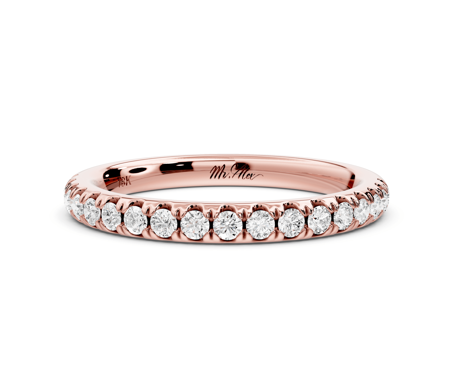 Flora - 18k rose gold Shared Prong Half - Eternity Wedding Band - Mr. Alex Jewelry
