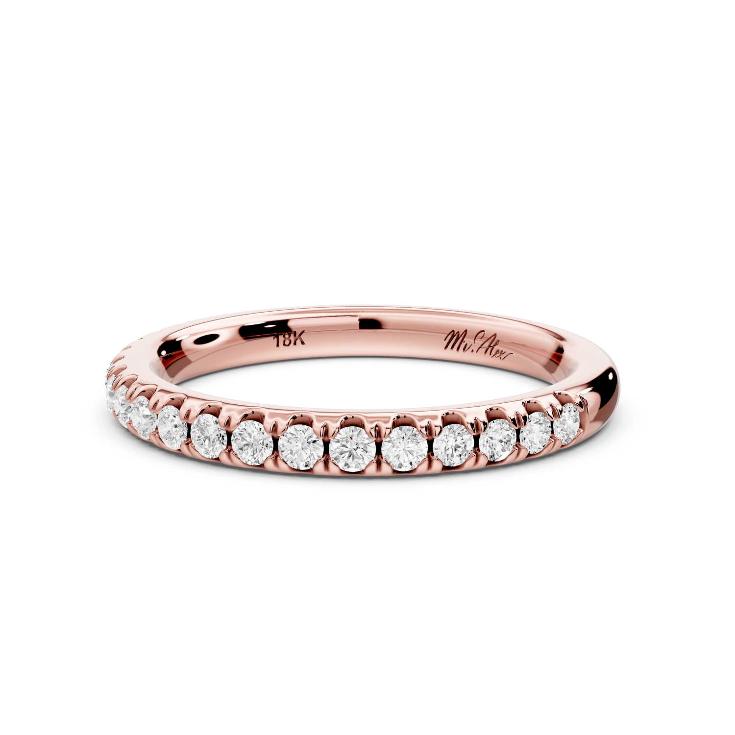 Flora - 18k rose gold Shared Prong Half - Eternity Wedding Band - Mr. Alex Jewelry