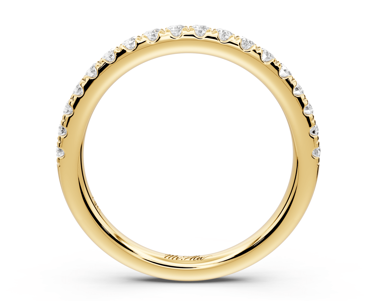 Flora - 18k yellow gold Shared Prong Half - Eternity Wedding Band - Mr. Alex Jewelry