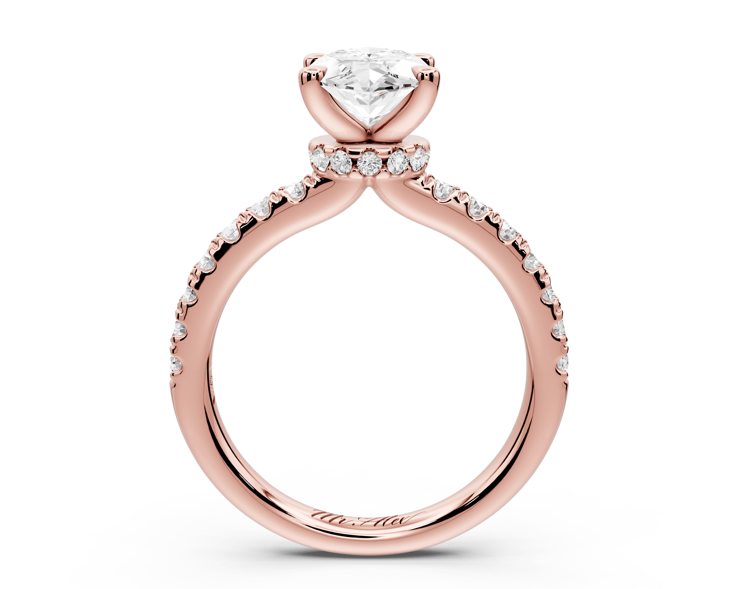 Flora - 2ct 14k rose gold marquise talong prong Wrap around halo Half Band Engagement Ring - Mr. Alex Jewelry