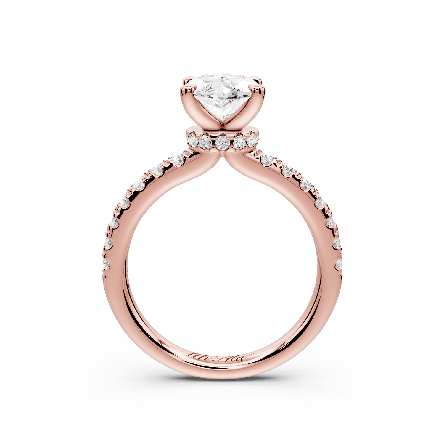 Flora - 2ct 14k rose gold marquise talong prong Wrap around halo Half Band Engagement Ring - Mr. Alex Jewelry