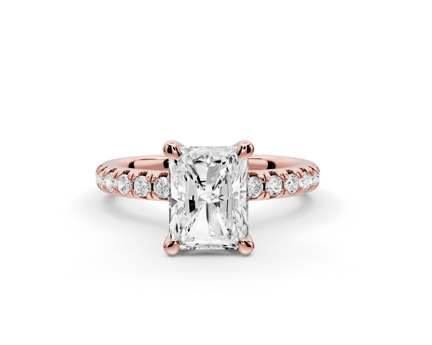Flora - 2ct 14k rose gold radiant talong prong Wrap around halo Half Band Engagement Ring - Mr. Alex Jewelry