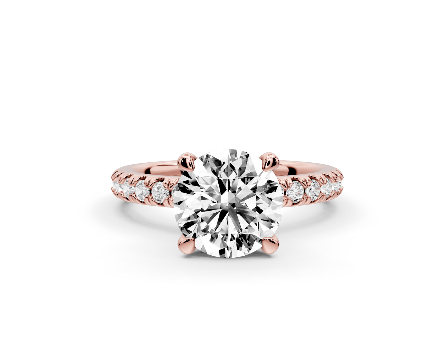Flora - 2ct 14k rose gold round talong prong Wrap around halo Half Band Engagement Ring - Mr. Alex Jewelry