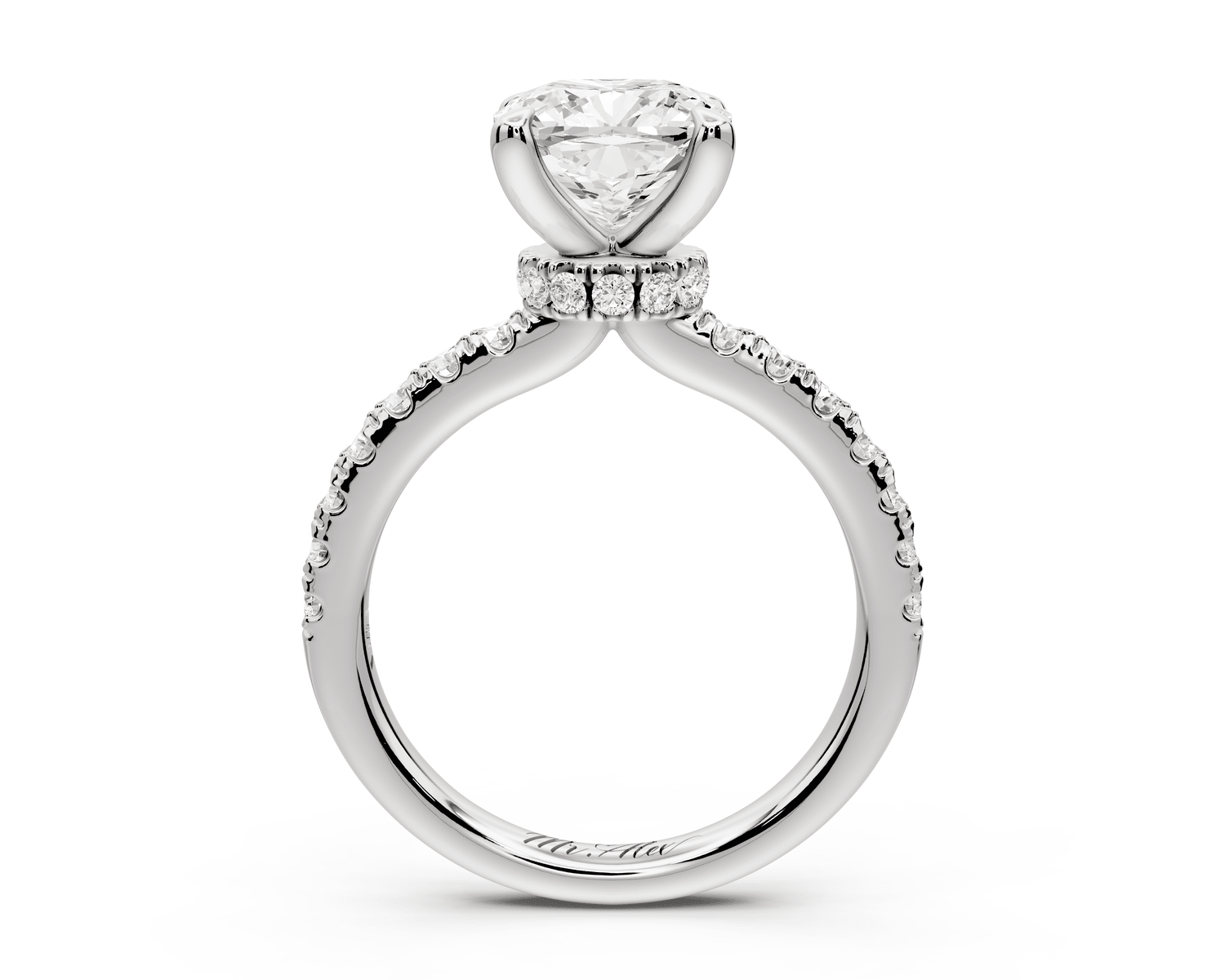 Flora - 2ct 14k white gold cushion talong prong Wrap around halo Half Band Engagement Ring - Mr. Alex Jewelry