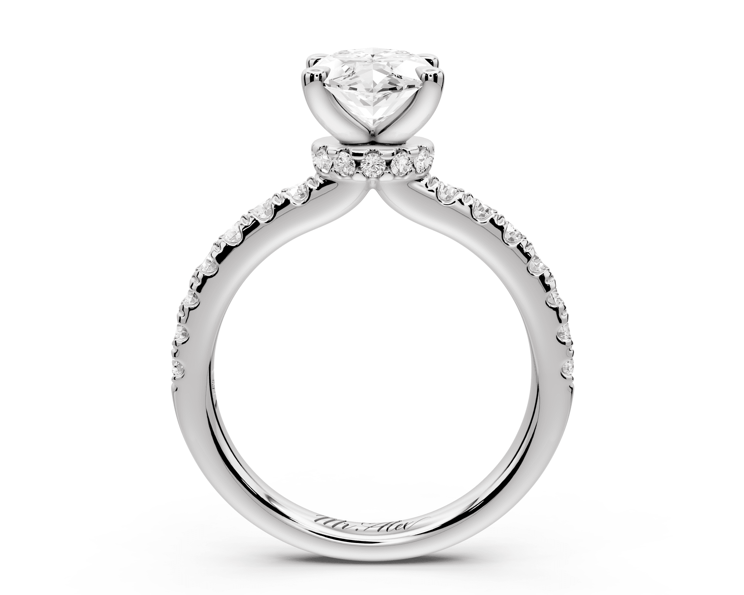Flora - 2ct 14k white gold marquise talong prong Wrap around halo Half Band Engagement Ring - Mr. Alex Jewelry