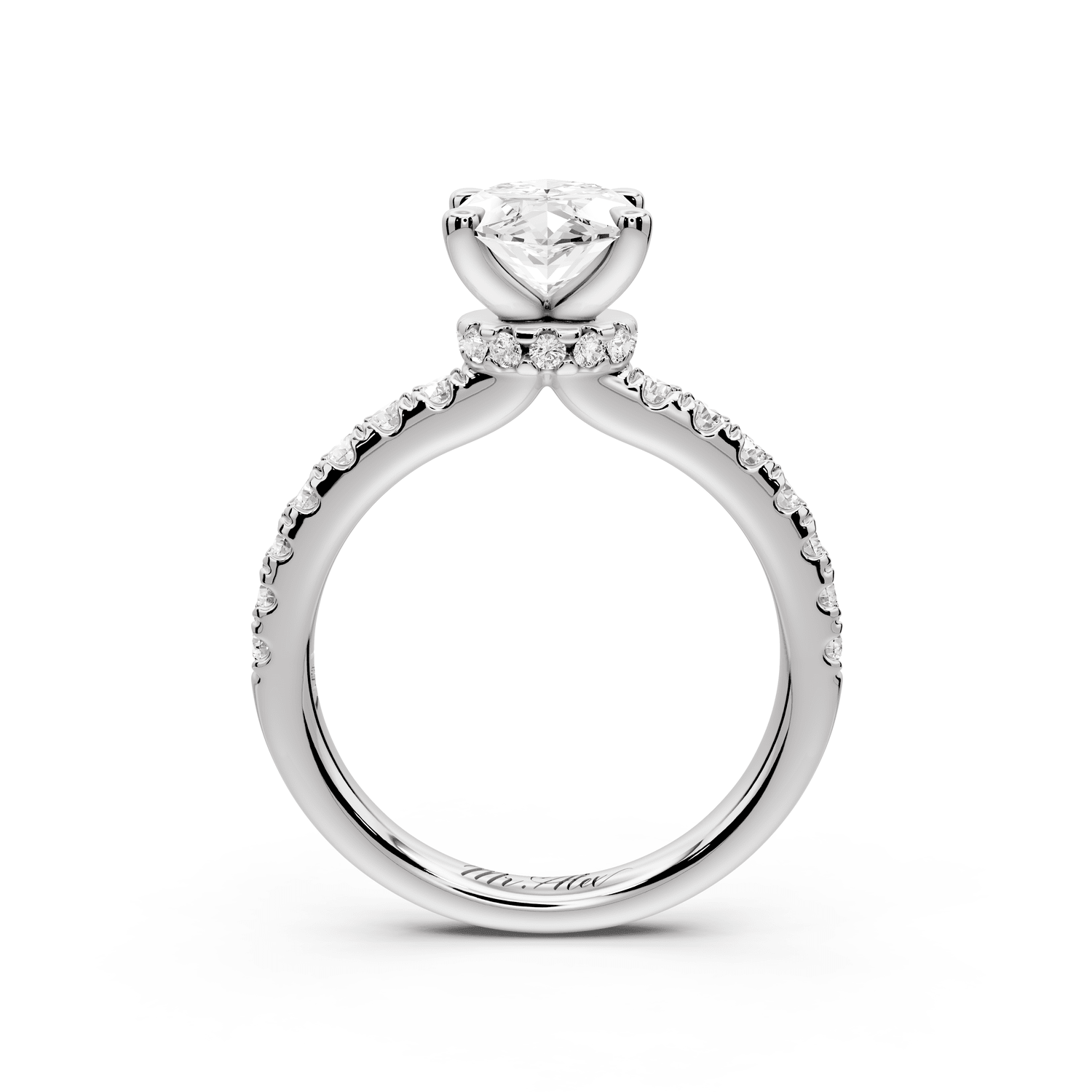 Flora - 2ct 14k white gold marquise talong prong Wrap around halo Half Band Engagement Ring - Mr. Alex Jewelry
