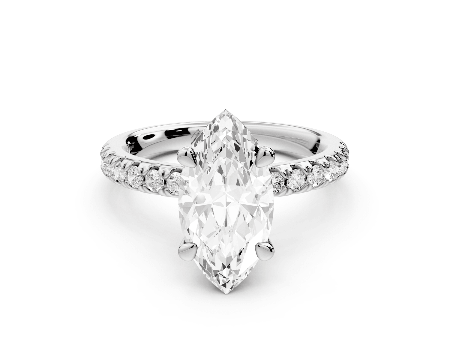 Flora - 2ct 14k white gold marquise talong prong Wrap around halo Half Band Engagement Ring - Mr. Alex Jewelry