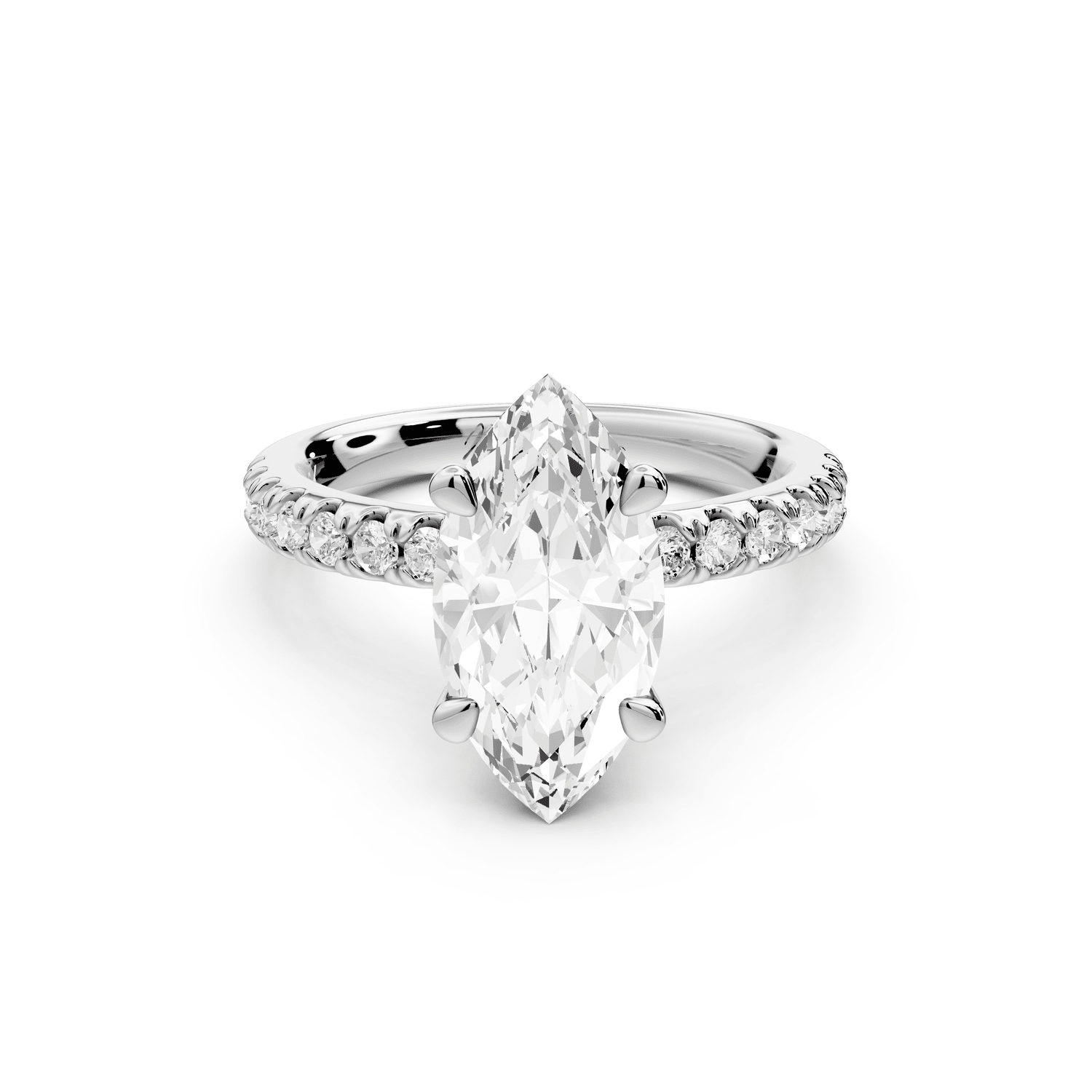 Flora - 2ct 14k white gold marquise talong prong Wrap around halo Half Band Engagement Ring - Mr. Alex Jewelry