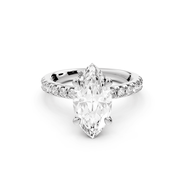 Flora - 2ct 14k white gold marquise talong prong Wrap around halo Half Band Engagement Ring - Mr. Alex Jewelry