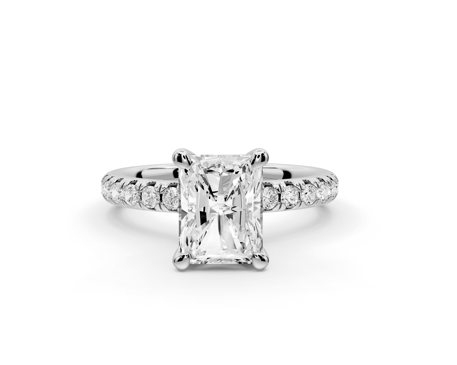 Flora - 2ct 14k white gold radiant talong prong Wrap around halo Half Band Engagement Ring - Mr. Alex Jewelry