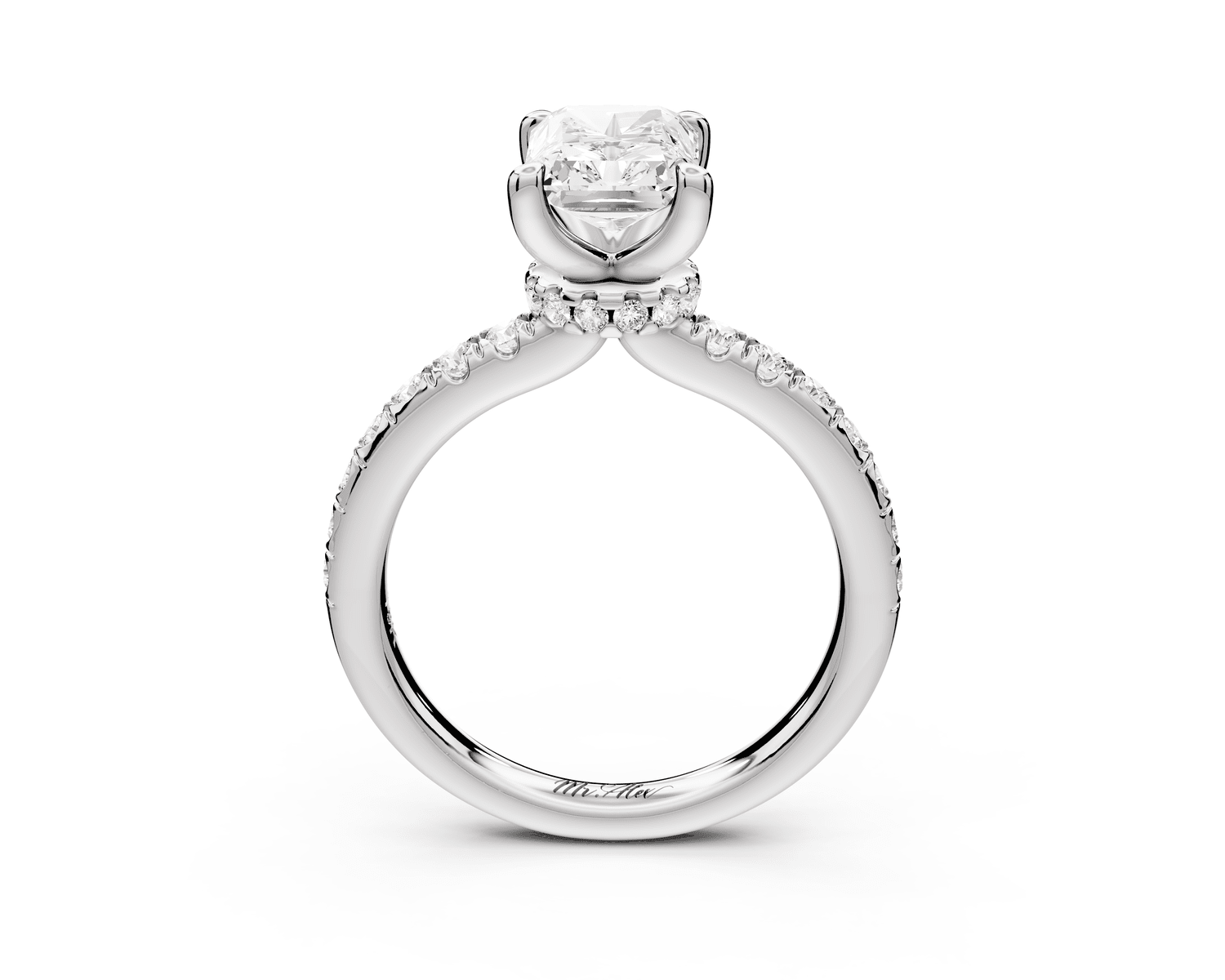 Flora - 2ct 14k white gold radiant talong prong Wrap around halo Half Band Engagement Ring - Mr. Alex Jewelry