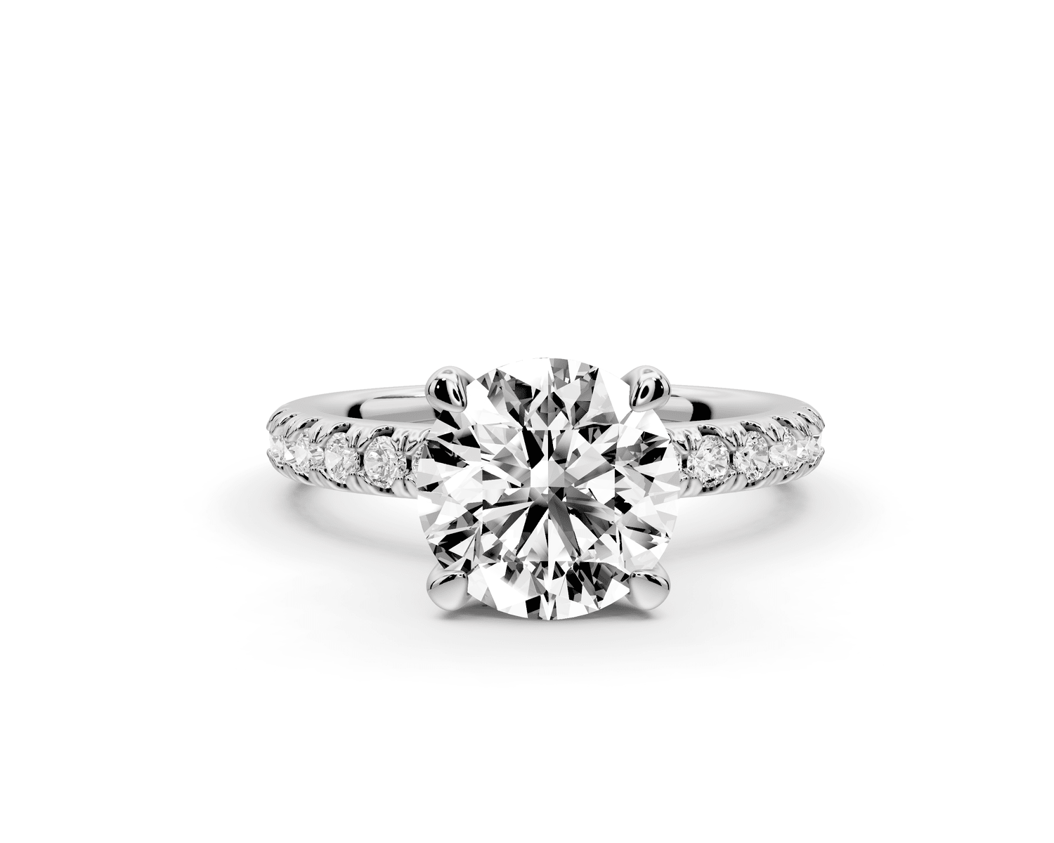 Flora - 2ct 14k white gold round talong prong Wrap around halo Half Band Engagement Ring - Mr. Alex Jewelry