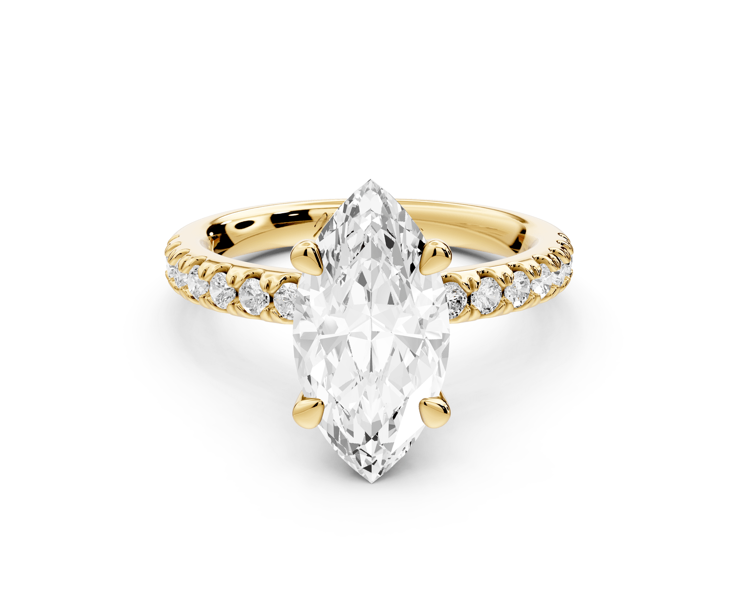 Flora - 2ct 14k yellow gold marquise talong prong Wrap around halo Half Band Engagement Ring - Mr. Alex Jewelry