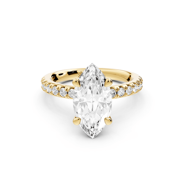 Flora - 2ct 14k yellow gold marquise talong prong Wrap around halo Half Band Engagement Ring - Mr. Alex Jewelry
