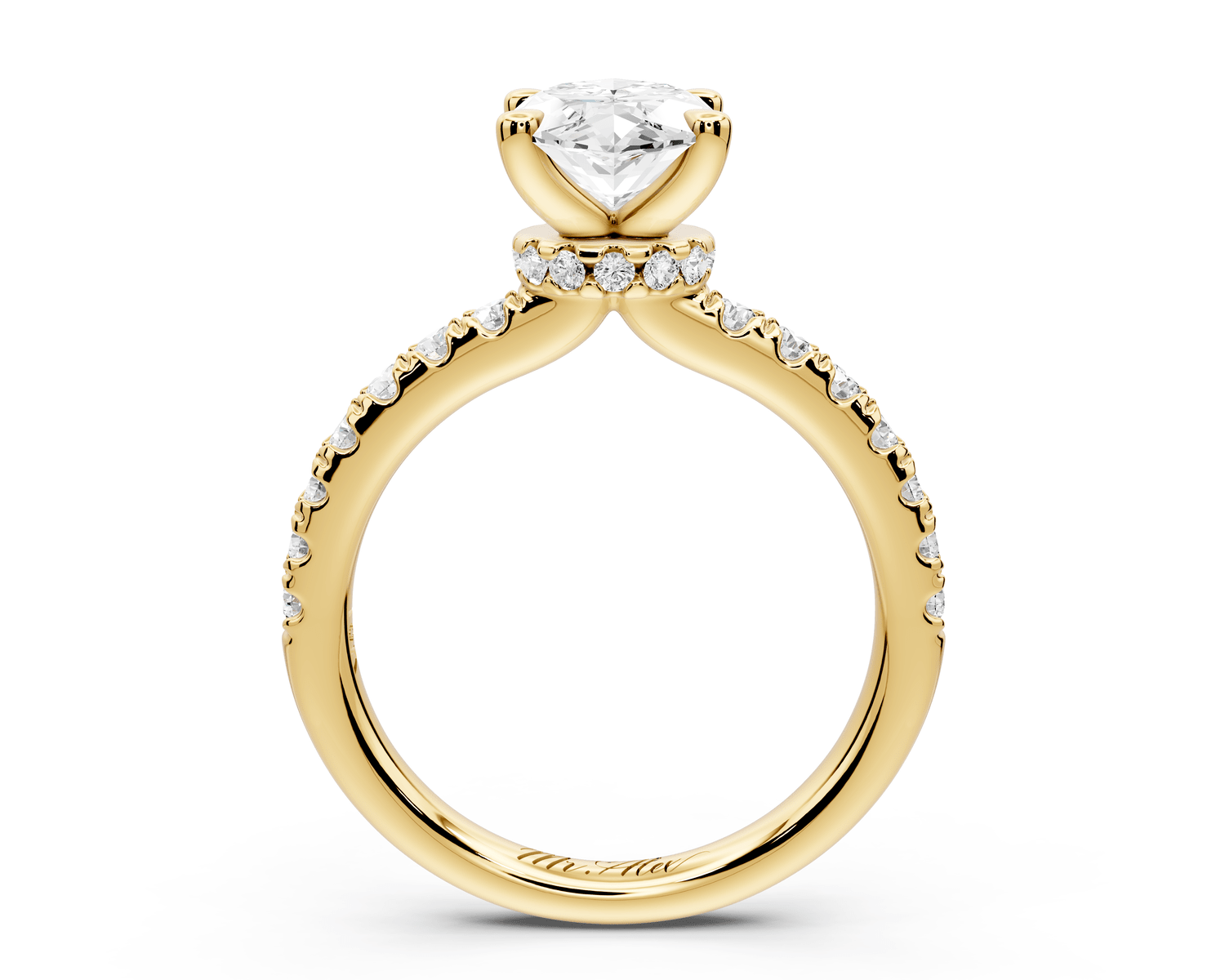 Flora - 2ct 14k yellow gold marquise talong prong Wrap around halo Half Band Engagement Ring - Mr. Alex Jewelry