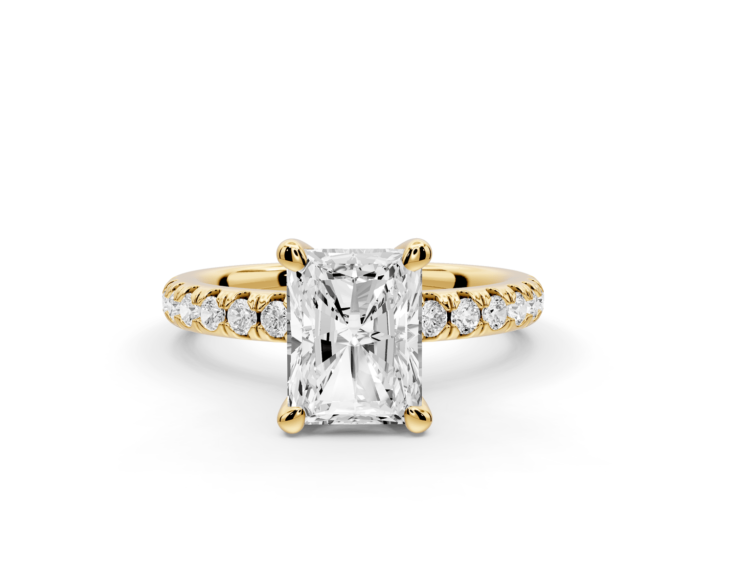 Flora - 2ct 14k yellow gold radiant talong prong Wrap around halo Half Band Engagement Ring - Mr. Alex Jewelry