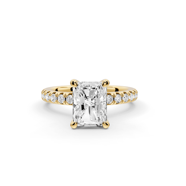 Flora - 2ct 14k yellow gold radiant talong prong Wrap around halo Half Band Engagement Ring - Mr. Alex Jewelry