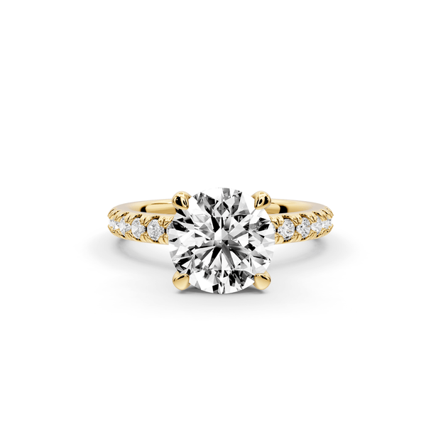 Flora - 2ct 14k yellow gold round talong prong Wrap around halo Half Band Engagement Ring - Mr. Alex Jewelry