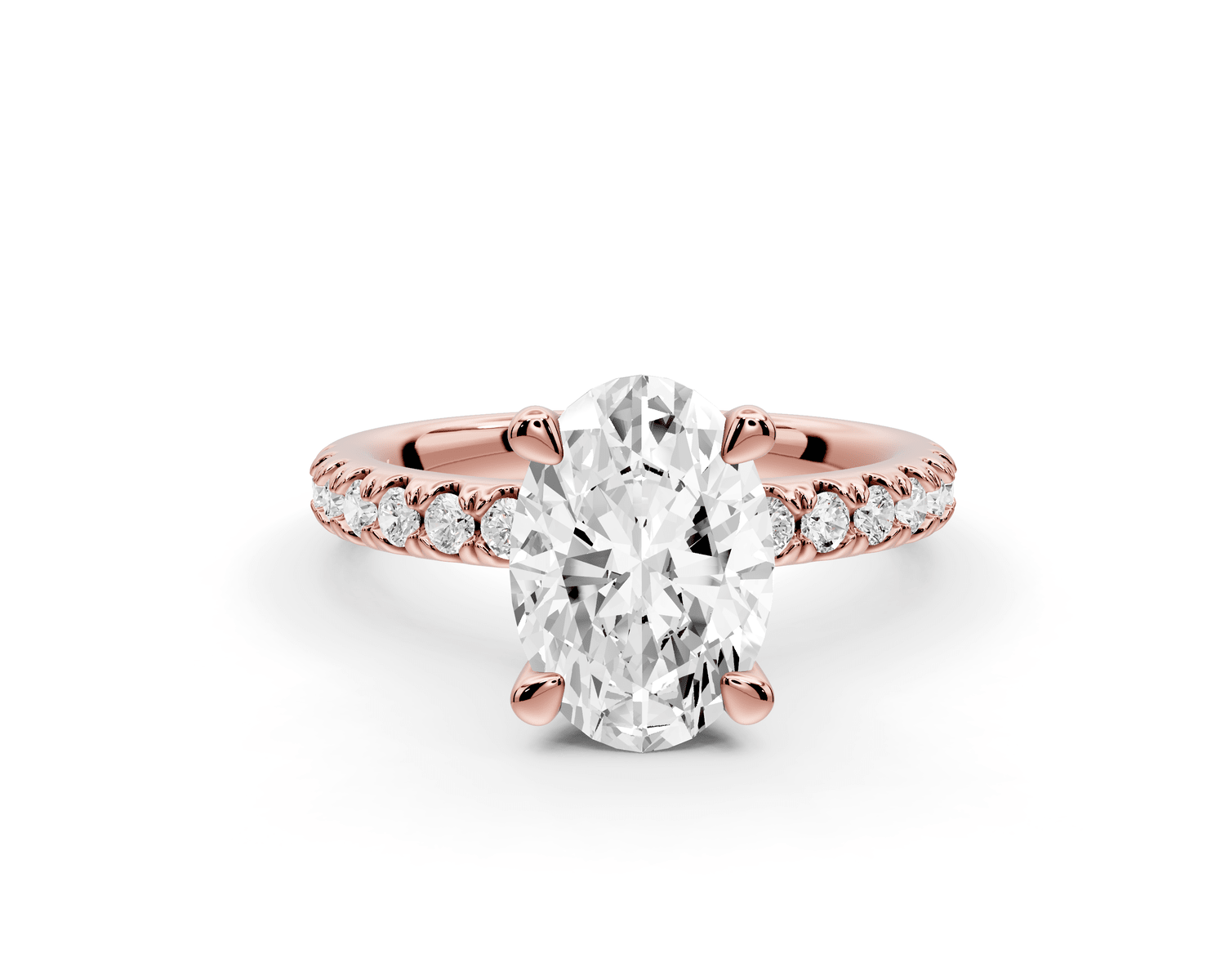 Flora - 2ct 18k rose gold oval talong prong Wrap around halo Half Band Engagement Ring - Mr. Alex Jewelry
