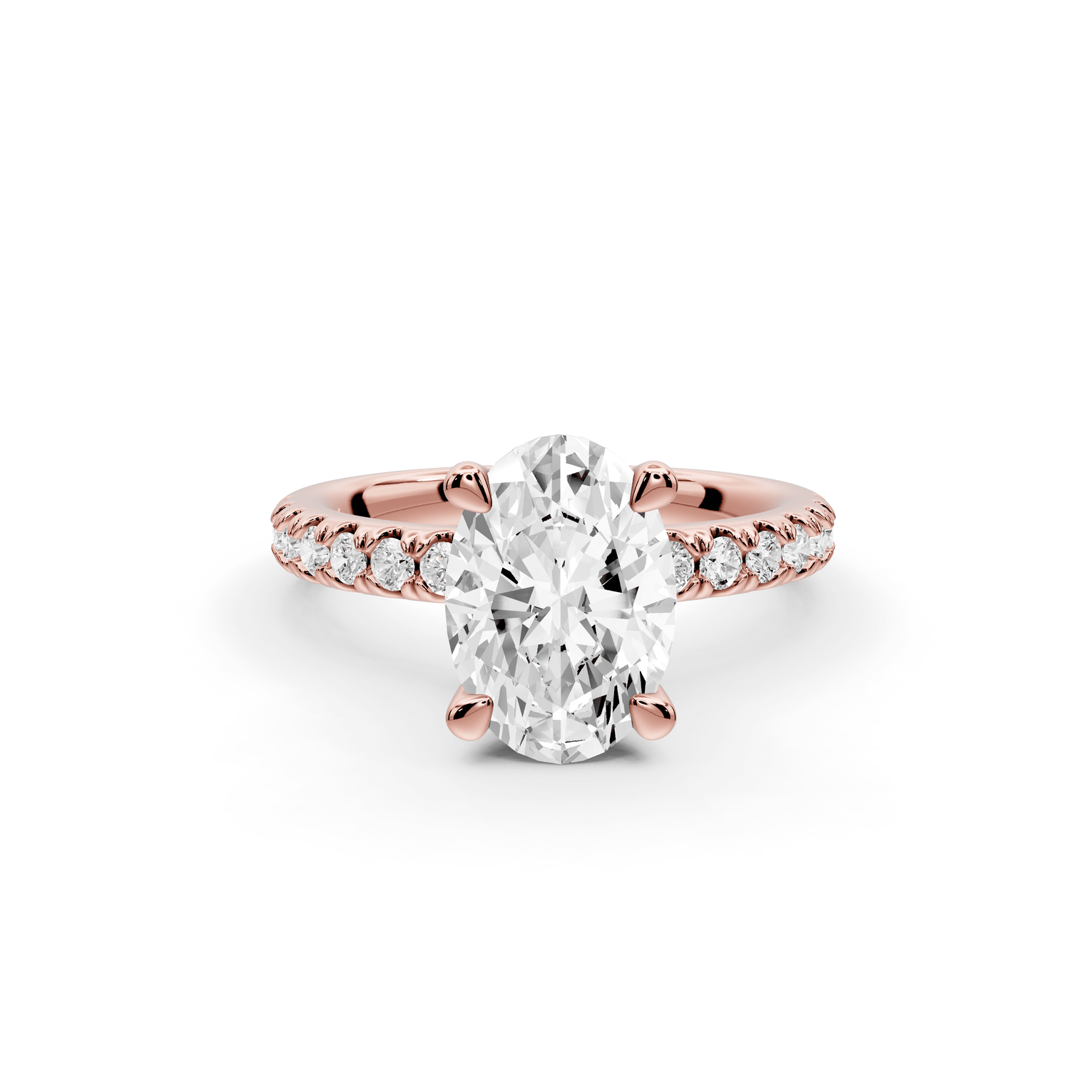Flora - 2ct 18k rose gold oval talong prong Wrap around halo Half Band Engagement Ring - Mr. Alex Jewelry