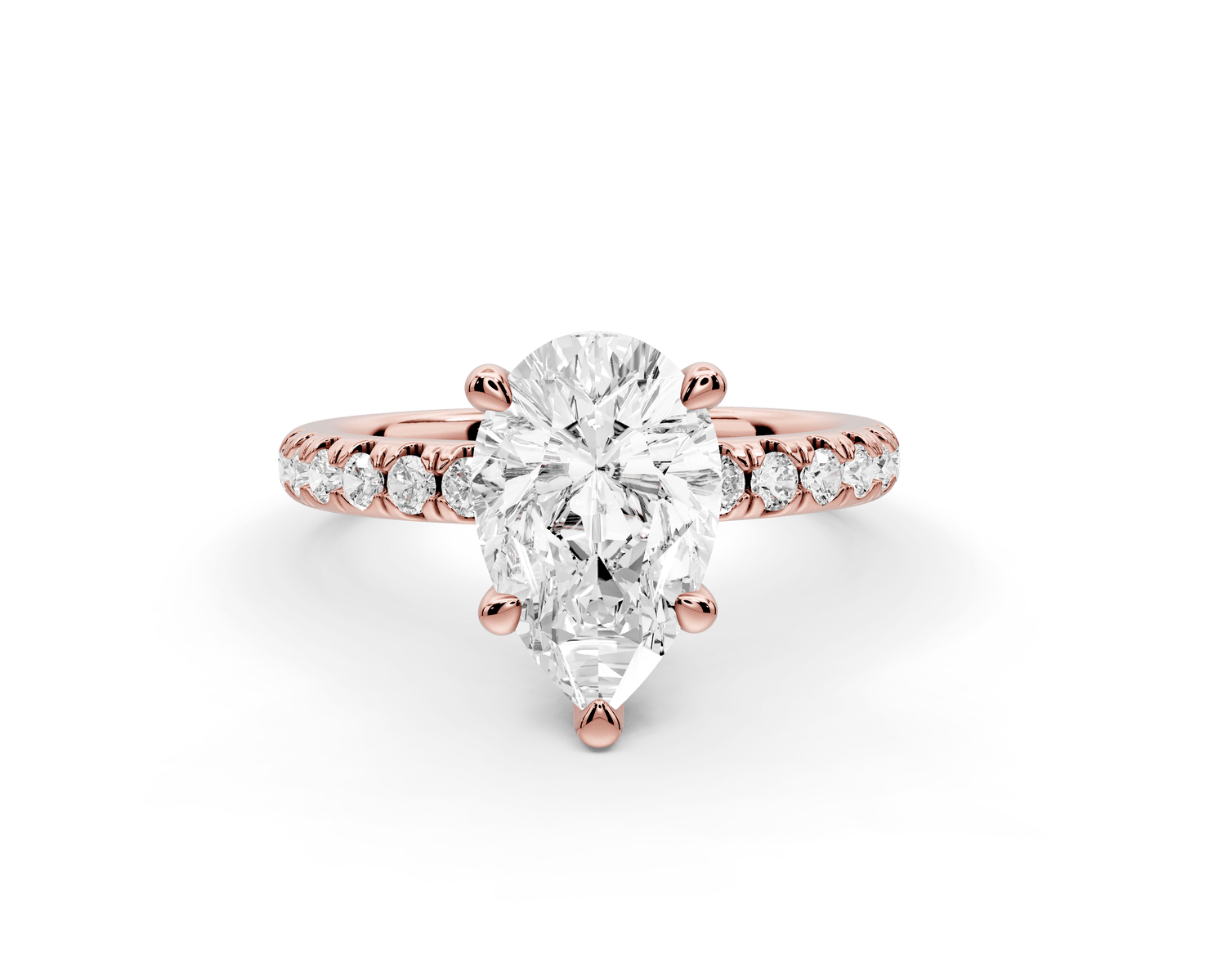 Flora - 2ct 18k rose gold pear talong prong Wrap around halo Half Band Engagement Ring - Mr. Alex Jewelry