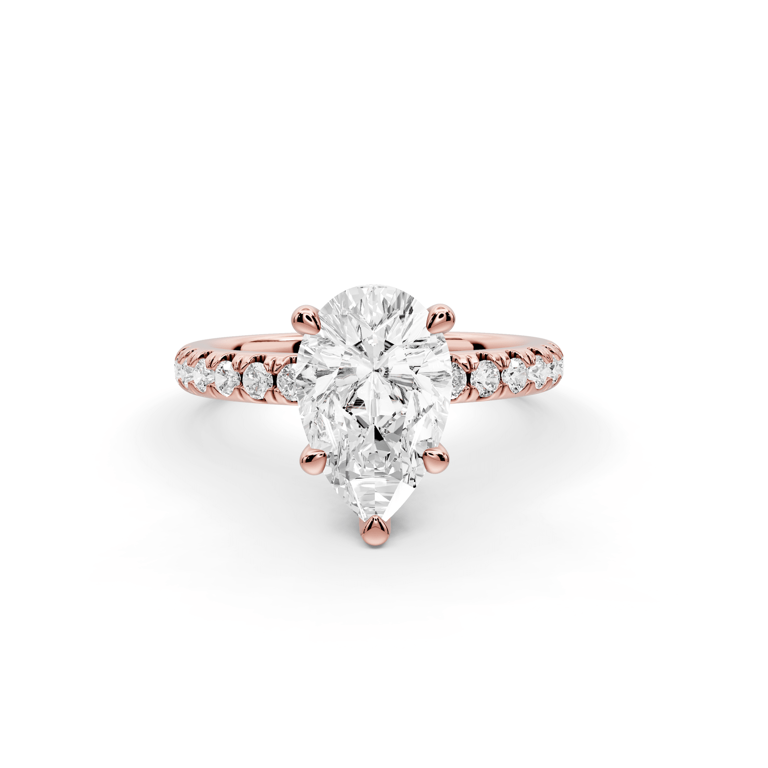 Flora - 2ct 18k rose gold pear talong prong Wrap around halo Half Band Engagement Ring - Mr. Alex Jewelry