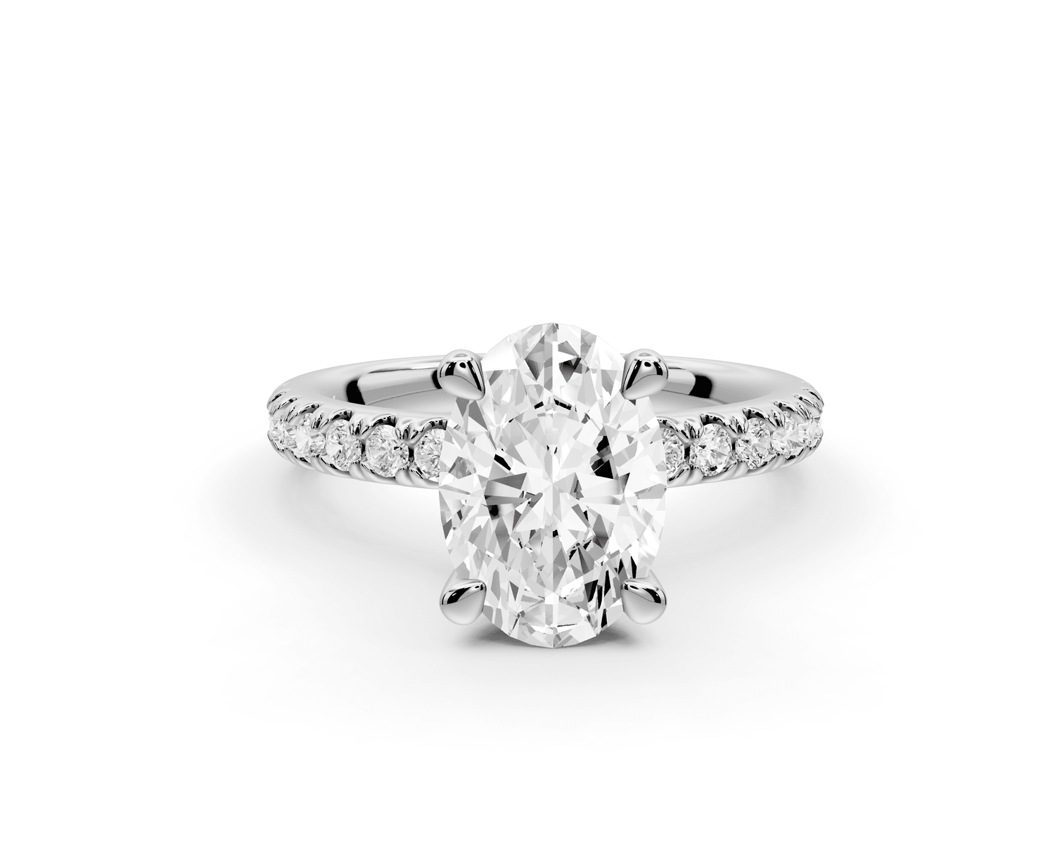 Flora - 2ct 18k white gold oval talong prong Wrap around halo Half Band Engagement Ring - Mr. Alex Jewelry