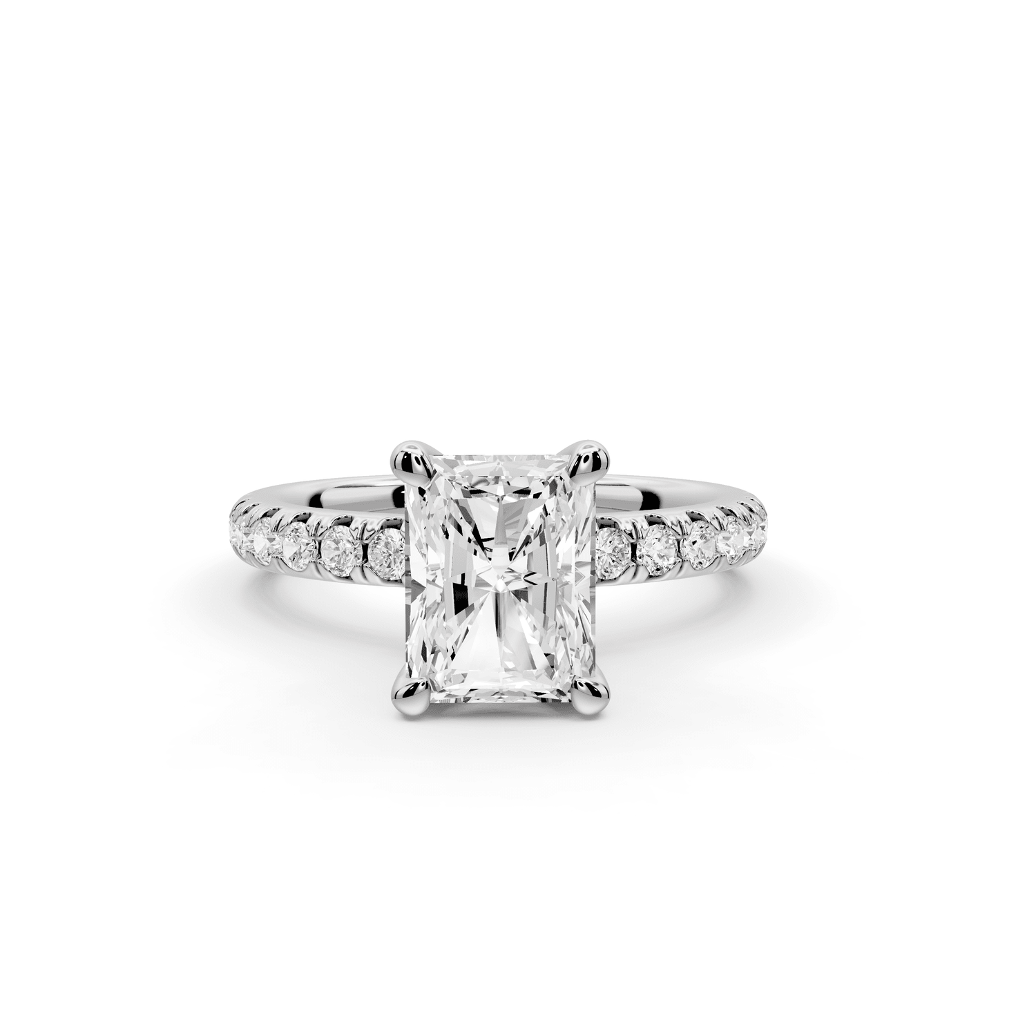 Flora - 2ct 18k white gold radiant talong prong Wrap around halo Half Band Engagement Ring - Mr. Alex Jewelry