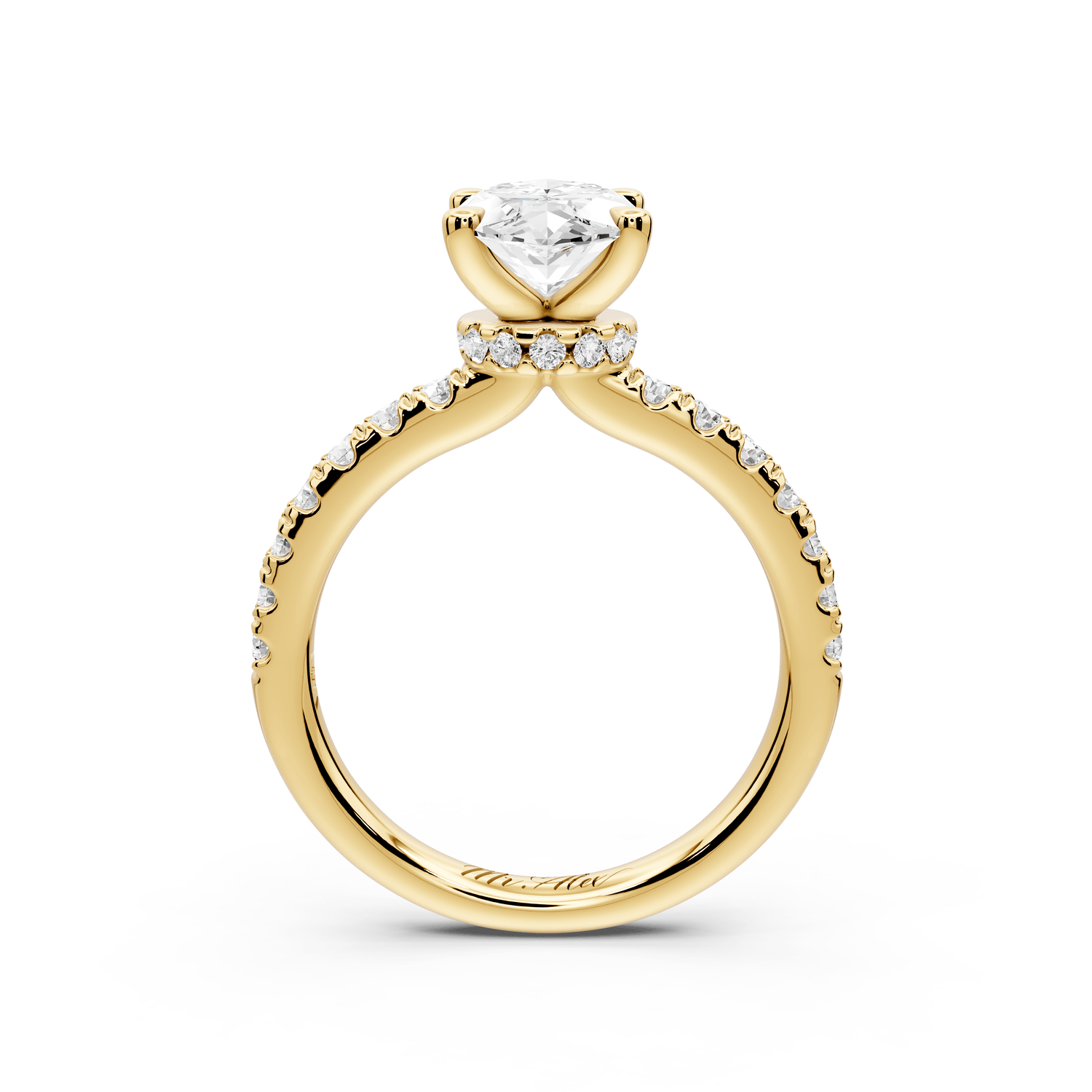 Flora - 2ct 18k yellow gold marquise talong prong Wrap around halo Half Band Engagement Ring - Mr. Alex Jewelry