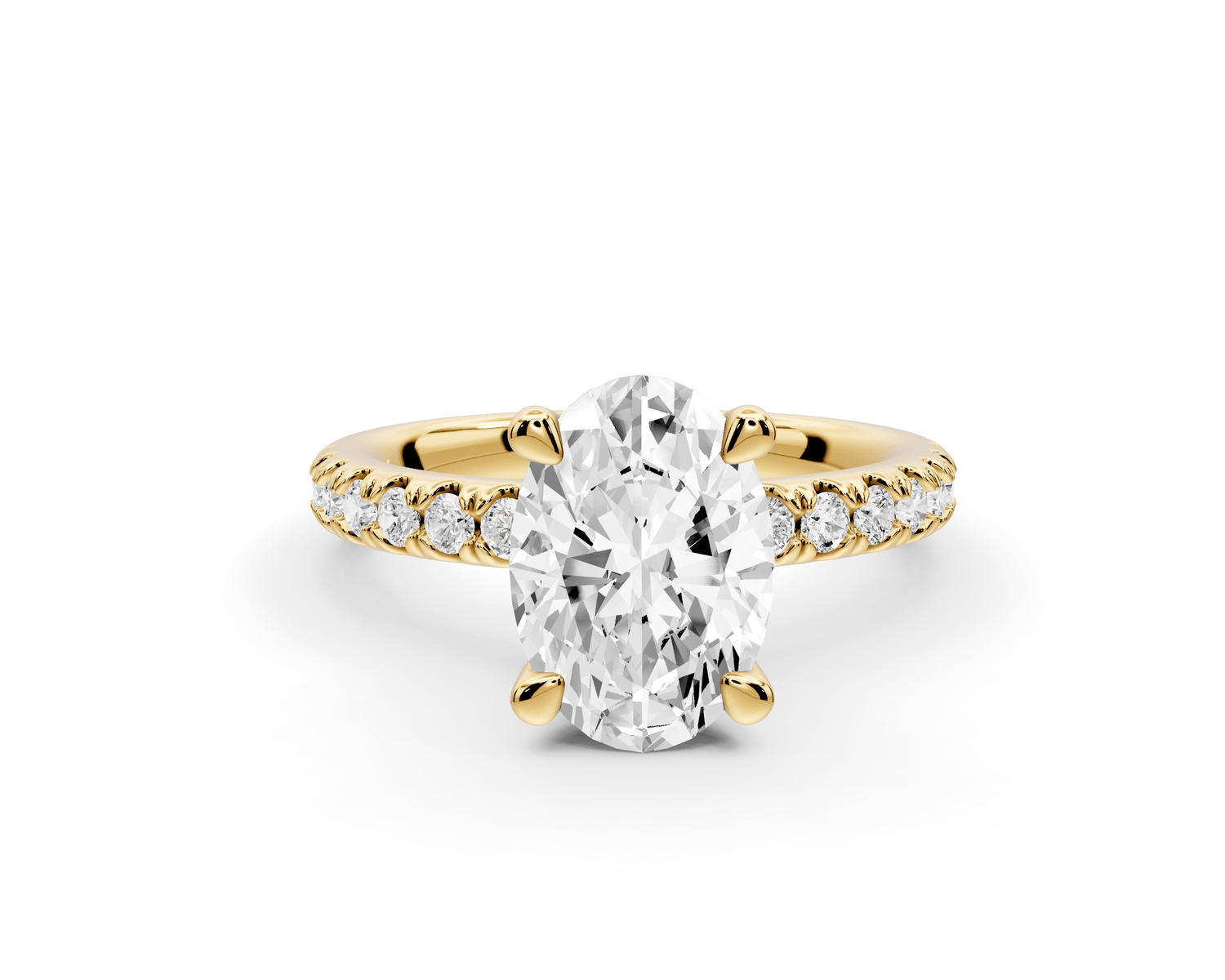 Flora - 2ct 18k yellow gold oval talong prong Wrap around halo Half Band Engagement Ring - Mr. Alex Jewelry