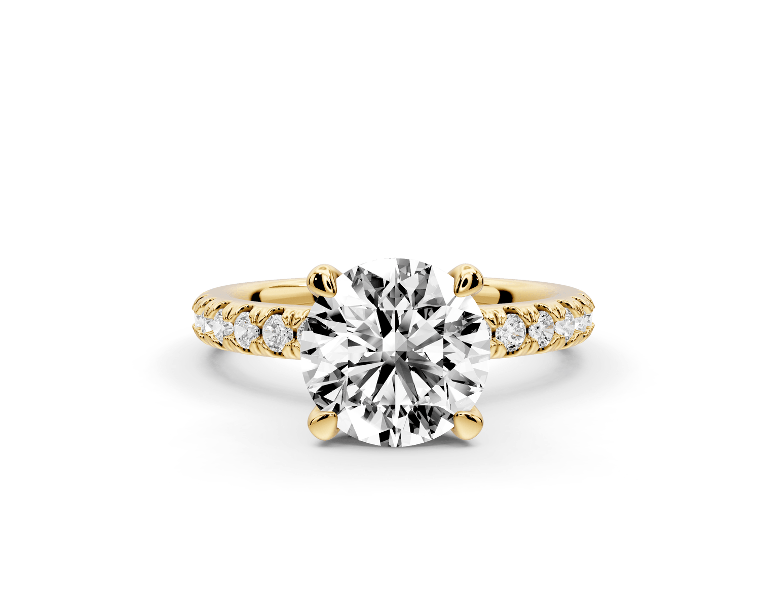 Flora - 2ct 18k yellow gold round talong prong Wrap around halo Half Band Engagement Ring - Mr. Alex Jewelry