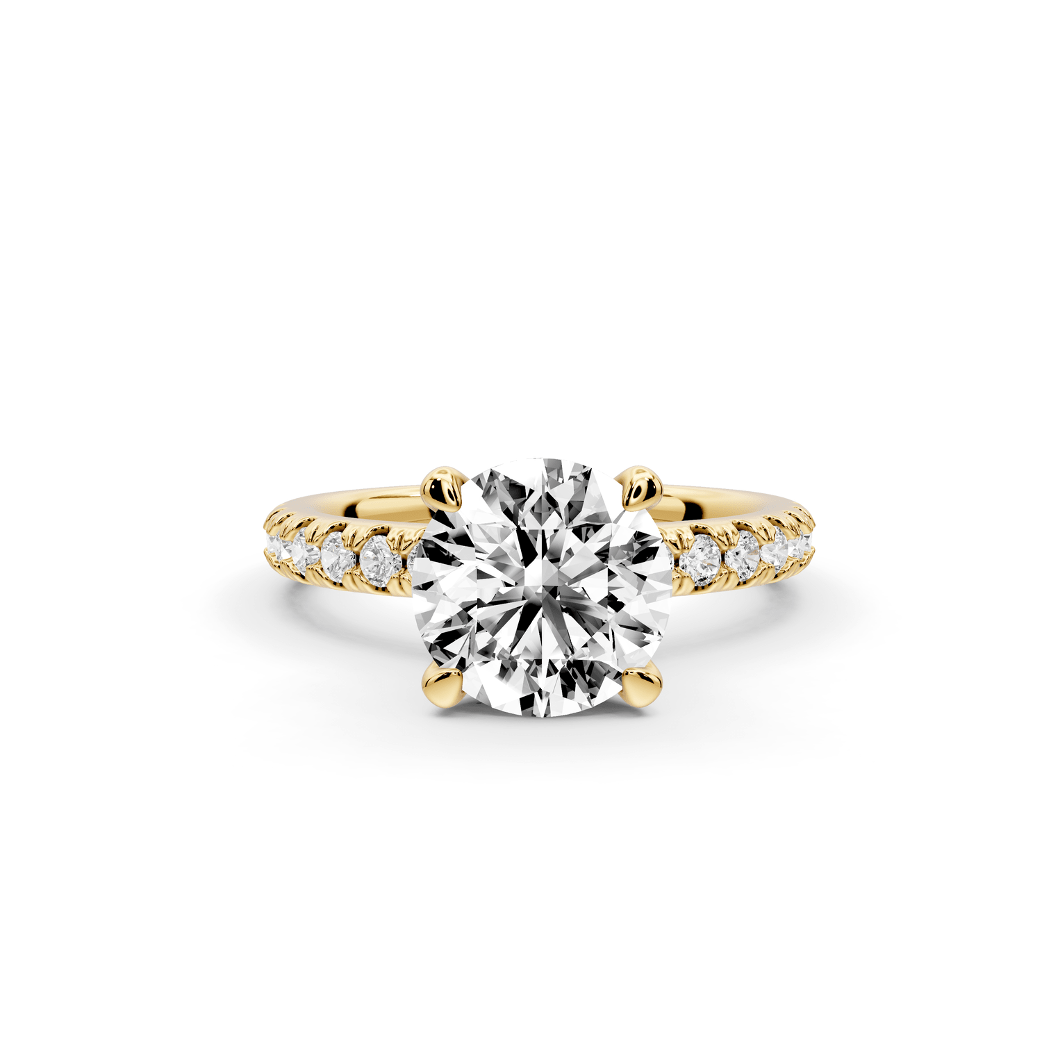 Flora - 2ct 18k yellow gold round talong prong Wrap around halo Half Band Engagement Ring - Mr. Alex Jewelry