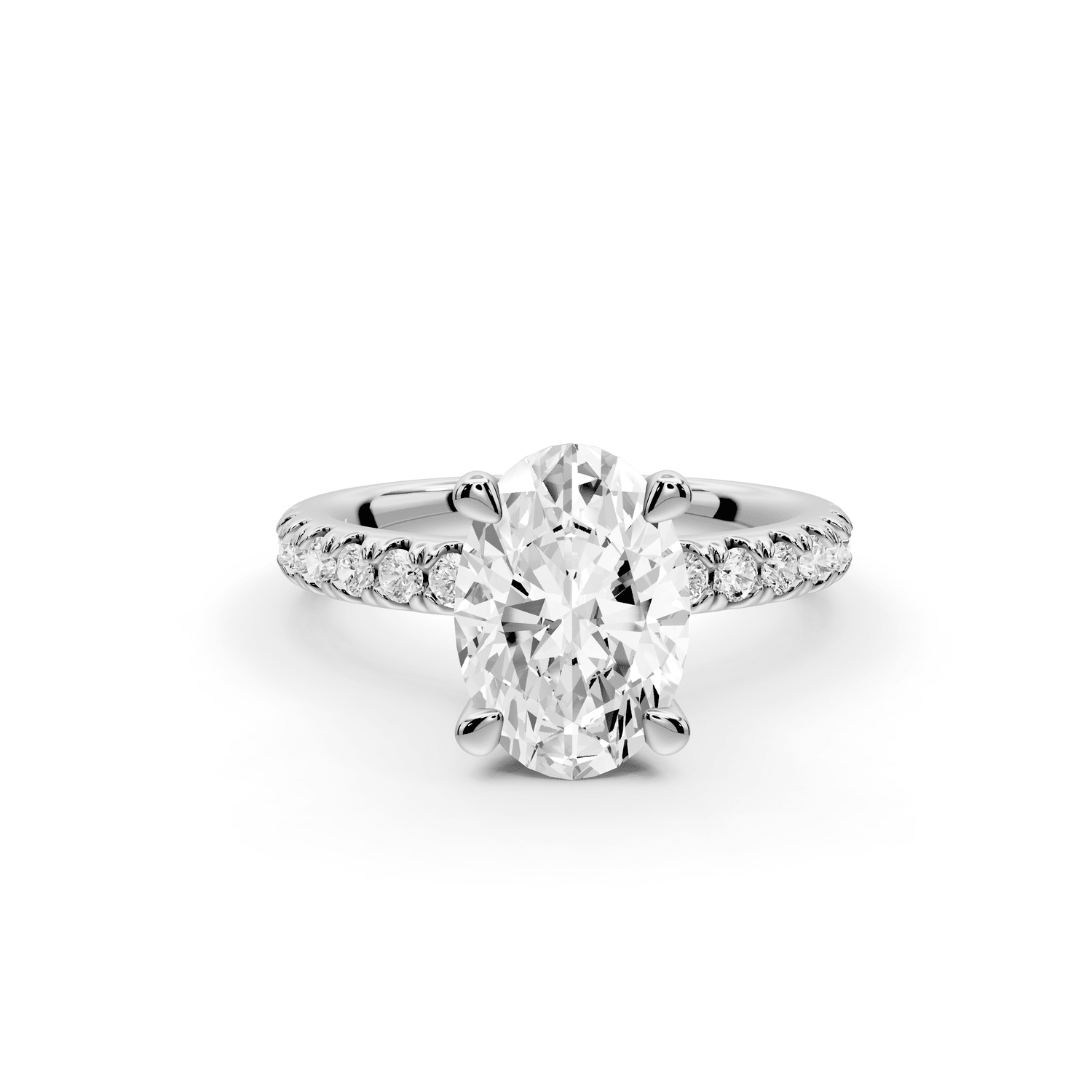 Flora - 2ct platinum oval talong prong Wrap around halo Half Band Engagement Ring - Mr. Alex Jewelry