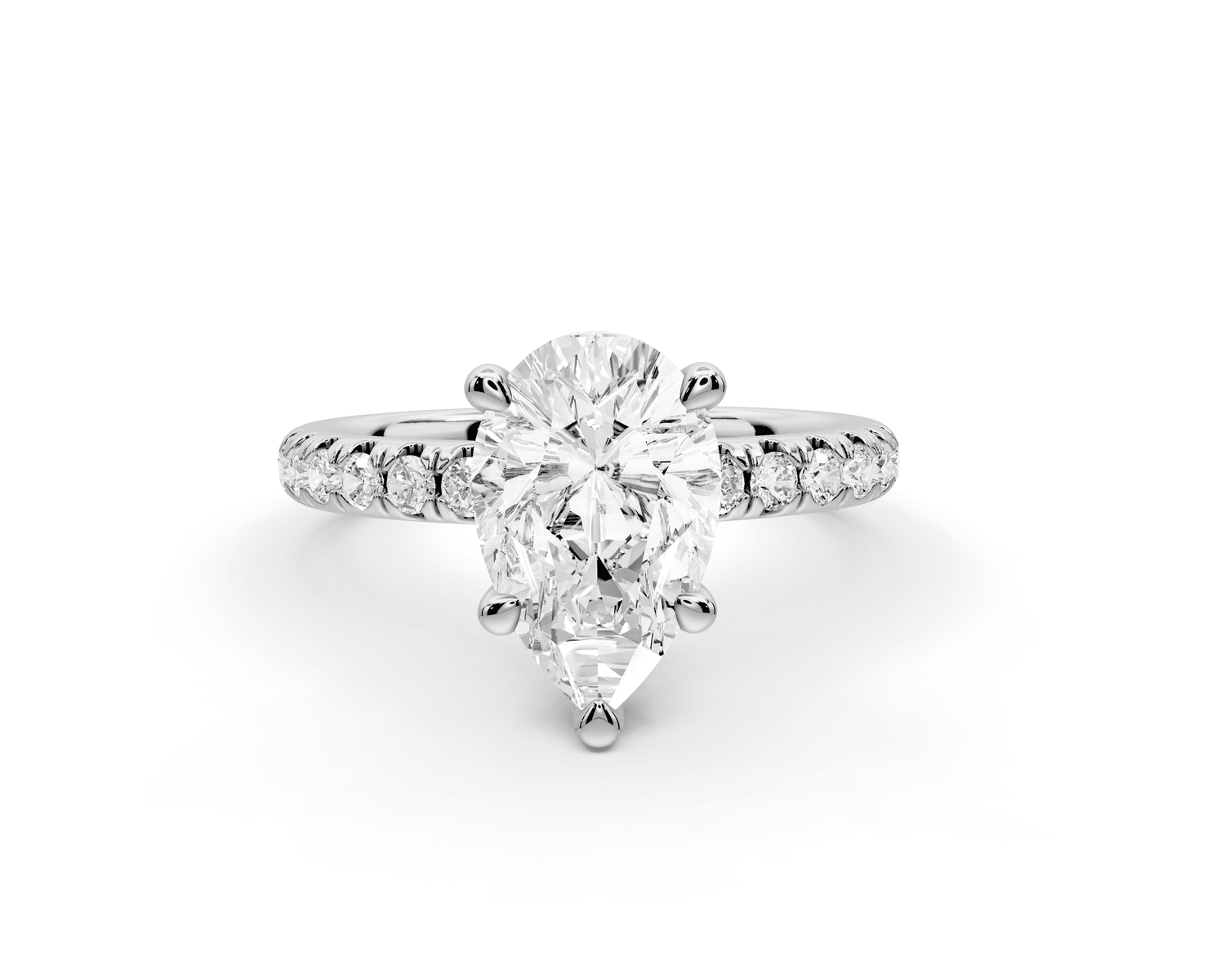 Flora - 2ct platinum pear talong prong Wrap around halo Half Band Engagement Ring - Mr. Alex Jewelry