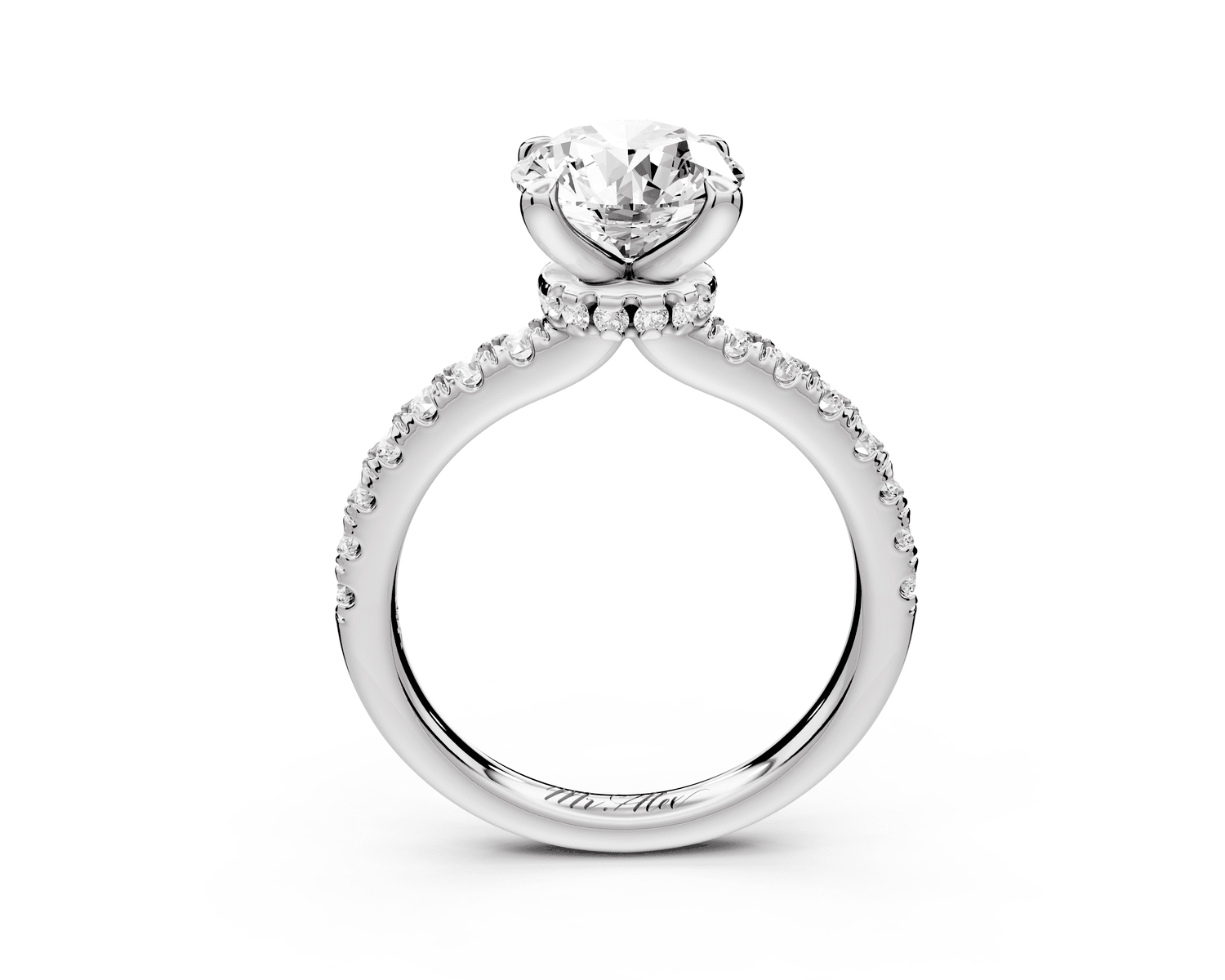 Flora - 2ct platinum round talong prong Wrap around halo Half Band Engagement Ring - Mr. Alex Jewelry