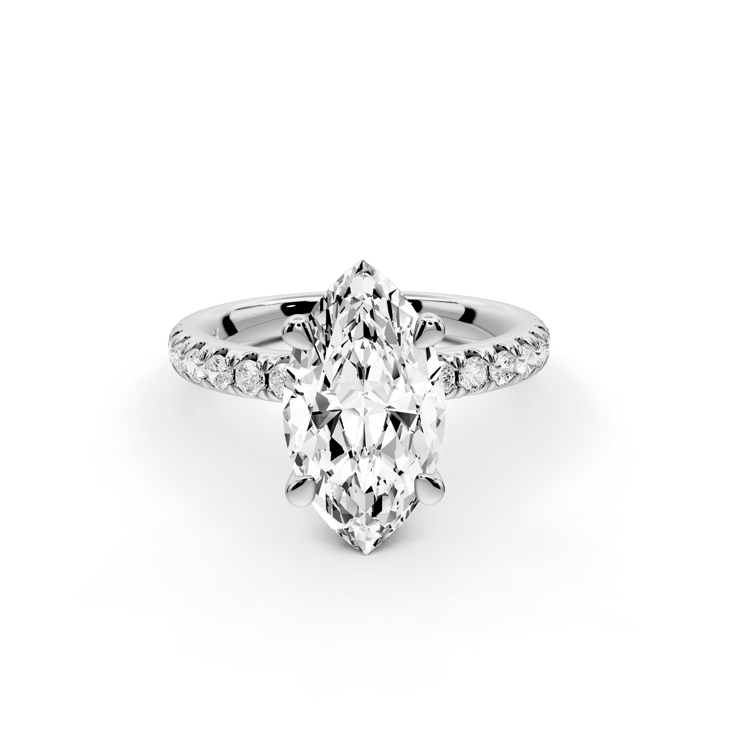 Flora - 3ct 14k white gold marquise talong prong Wrap around halo Half Band Engagement Ring - Mr. Alex Jewelry