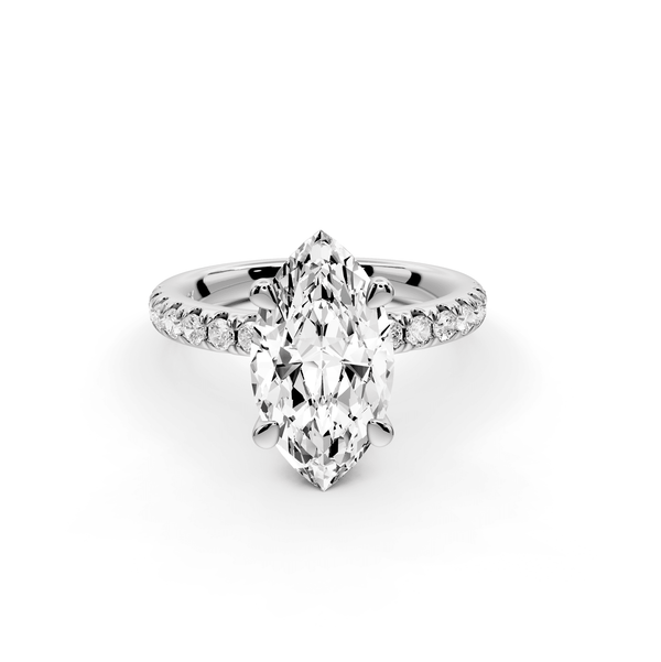 Flora - 3ct 14k white gold marquise talong prong Wrap around halo Half Band Engagement Ring - Mr. Alex Jewelry