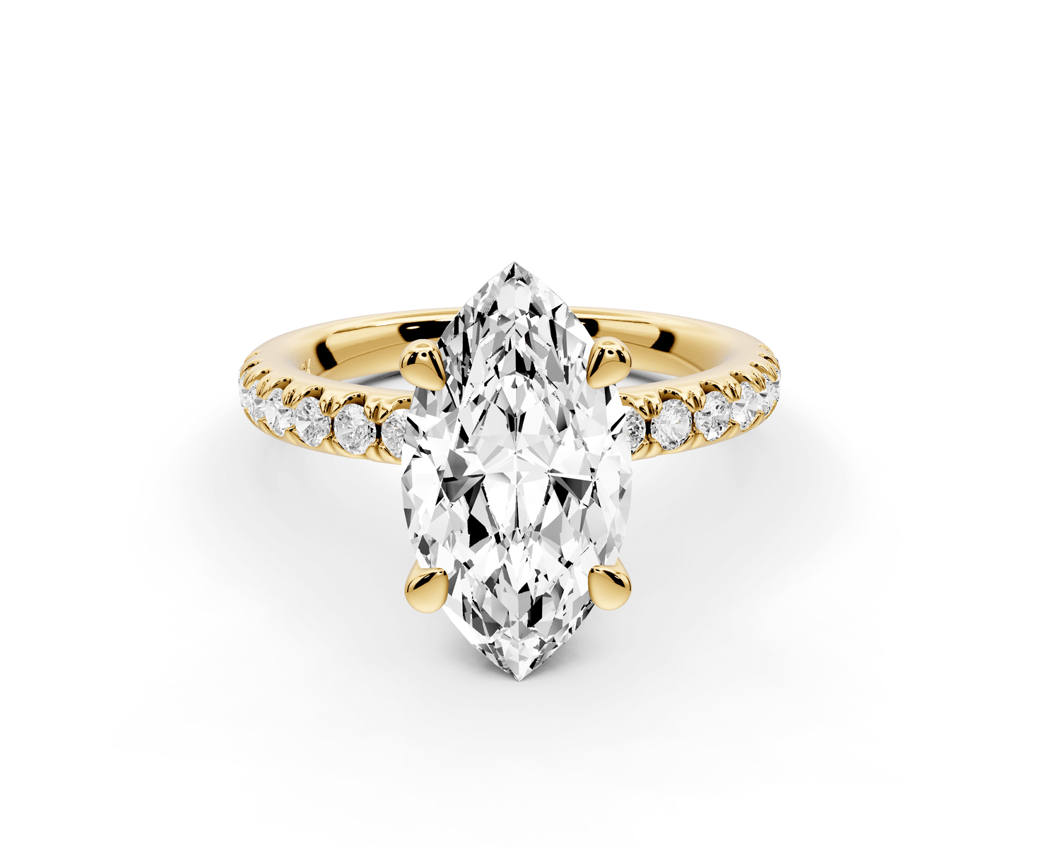 Flora - 3ct 14k yellow gold marquise talong prong Wrap around halo Half Band Engagement Ring - Mr. Alex Jewelry