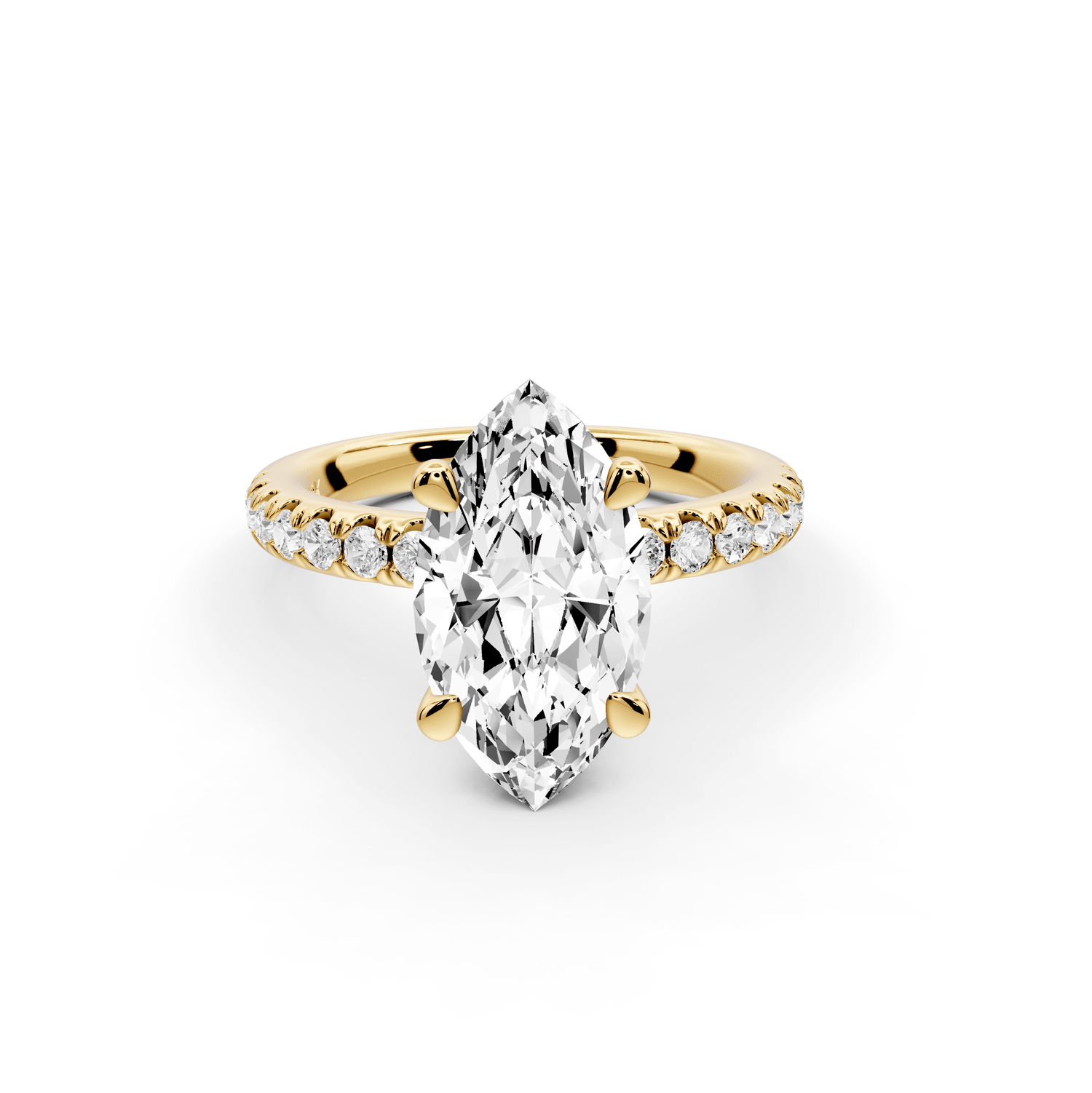 Flora - 3ct 14k yellow gold marquise talong prong Wrap around halo Half Band Engagement Ring - Mr. Alex Jewelry