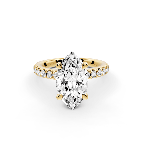 Flora - 3ct 14k yellow gold marquise talong prong Wrap around halo Half Band Engagement Ring - Mr. Alex Jewelry