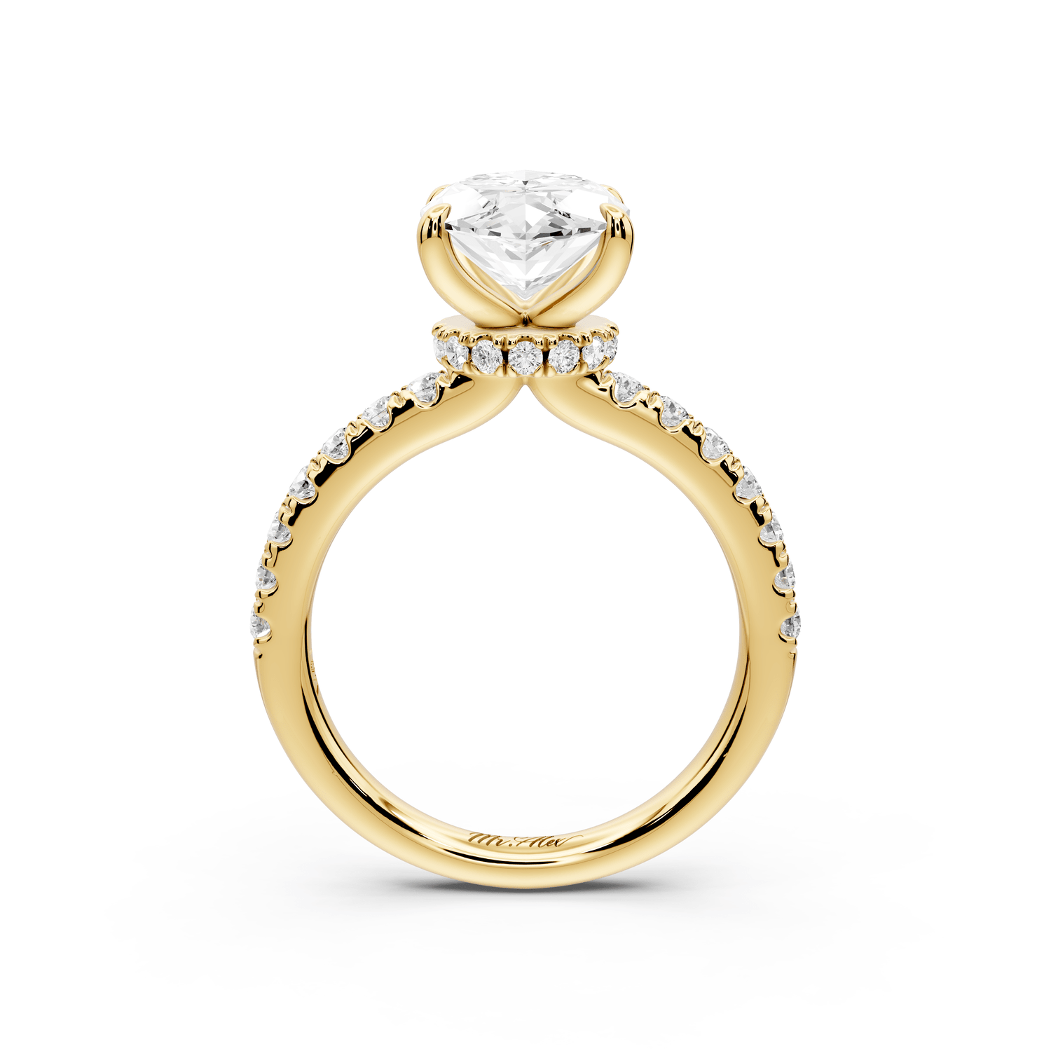 Flora - 3ct 14k yellow gold marquise talong prong Wrap around halo Half Band Engagement Ring - Mr. Alex Jewelry