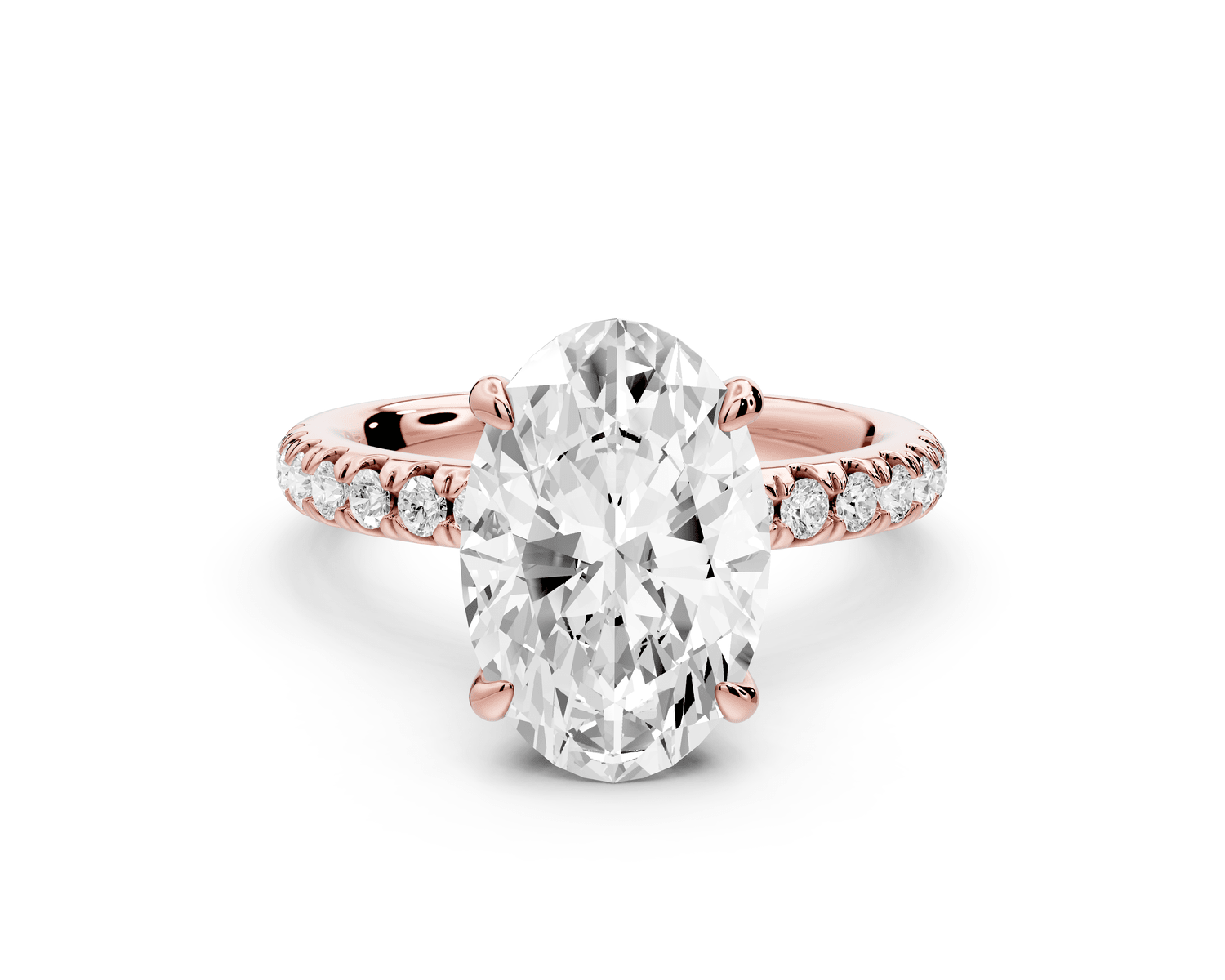 Flora - 3ct 18k rose gold oval talong prong Wrap around halo Half Band Engagement Ring - Mr. Alex Jewelry