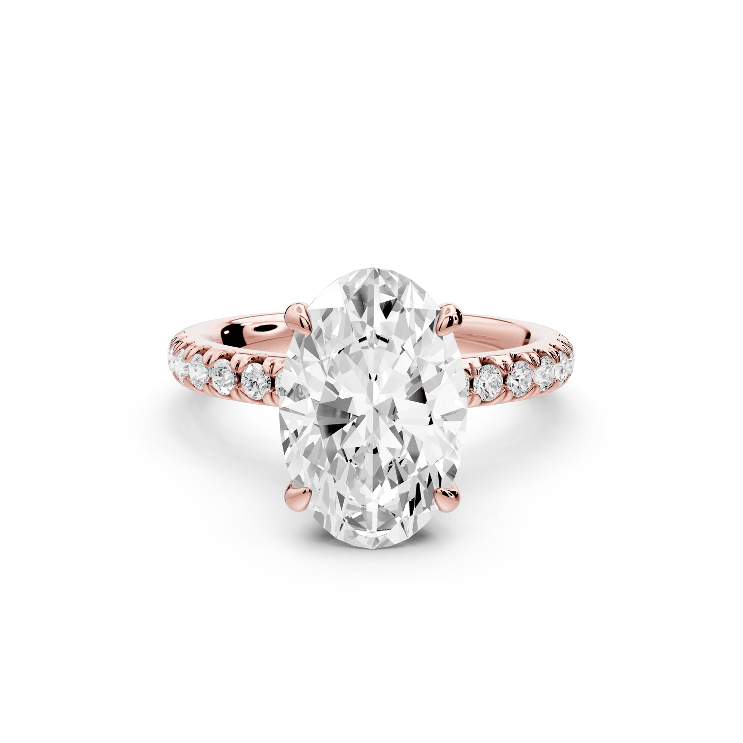 Flora - 3ct 18k rose gold oval talong prong Wrap around halo Half Band Engagement Ring - Mr. Alex Jewelry