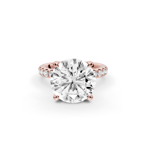 Flora - 3ct 18k rose gold round talong prong Wrap around halo Half Band Engagement Ring - Mr. Alex Jewelry
